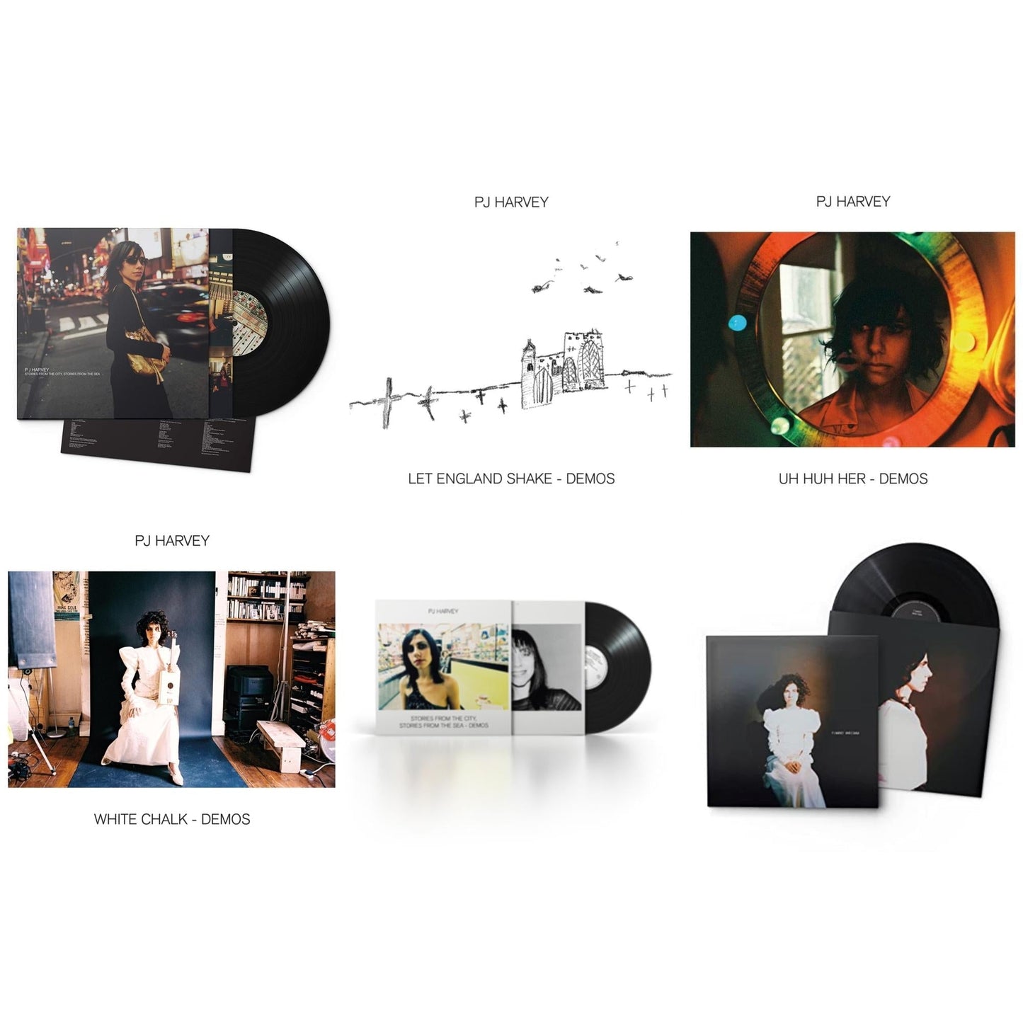Pj Harvey - Uh Huh Her (Demos) & White Chalk & White Chalk (Demos) & Let England Shake - Demos & Stories From The City, Stories From The Sea & Stories From The City, Stories From The Sea - Demos - LP Vinyl Bundle