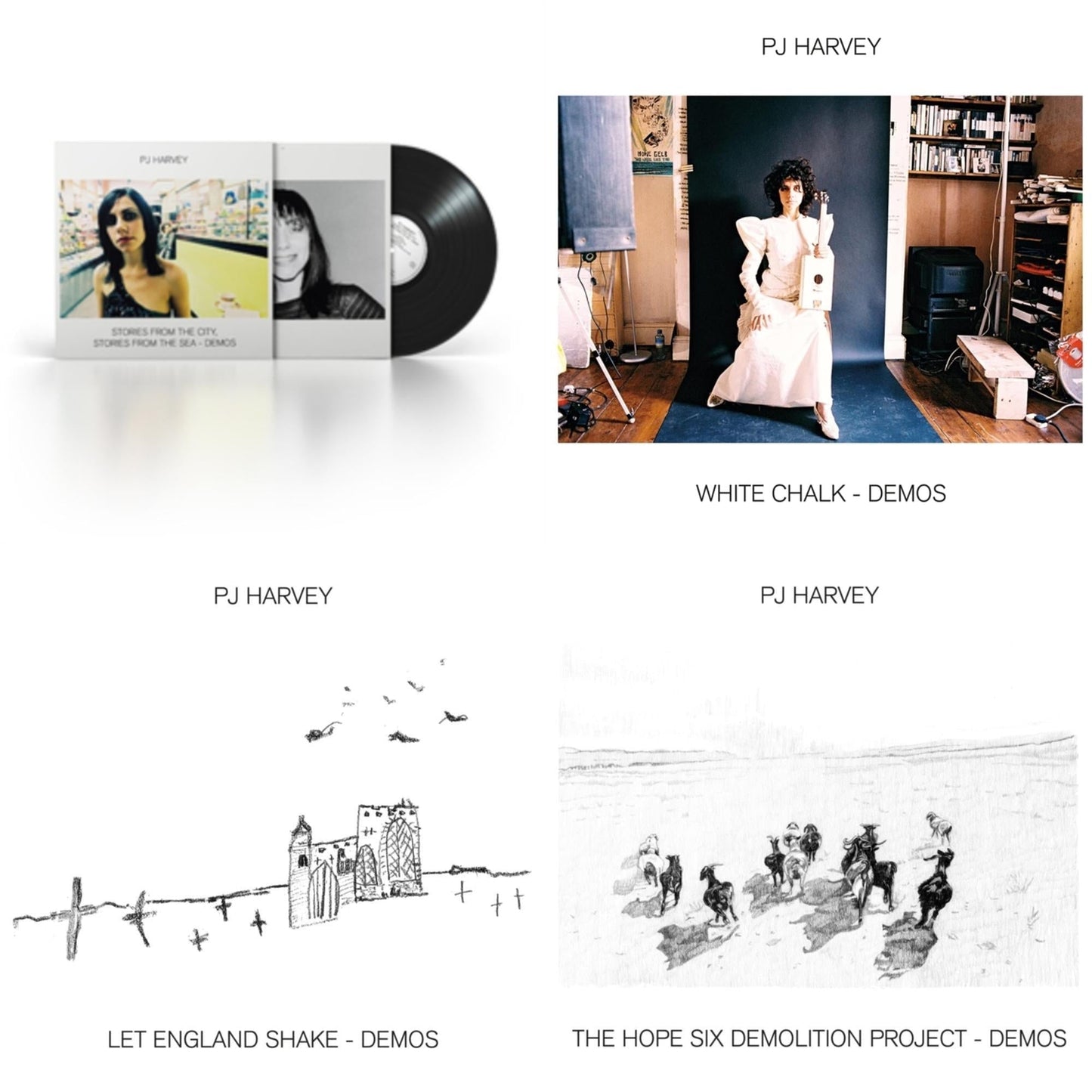 Pj Harvey - White Chalk (Demos) & Let England Shake - Demos & Hope Six Demolition Project - Demos & Stories From The City, Stories From The Sea - Demos - LP Vinyl Bundle
