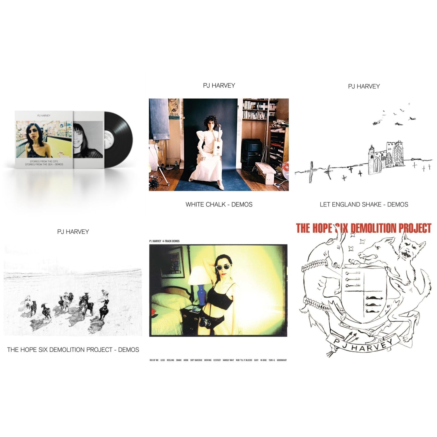 Pj Harvey - White Chalk (Demos) & Let England Shake - Demos & Hope Six Demolition Project & Hope Six Demolition Project - Demos & 4-Track Demos & Stories From The City, Stories From The Sea - Demos - LP Vinyl Bundle