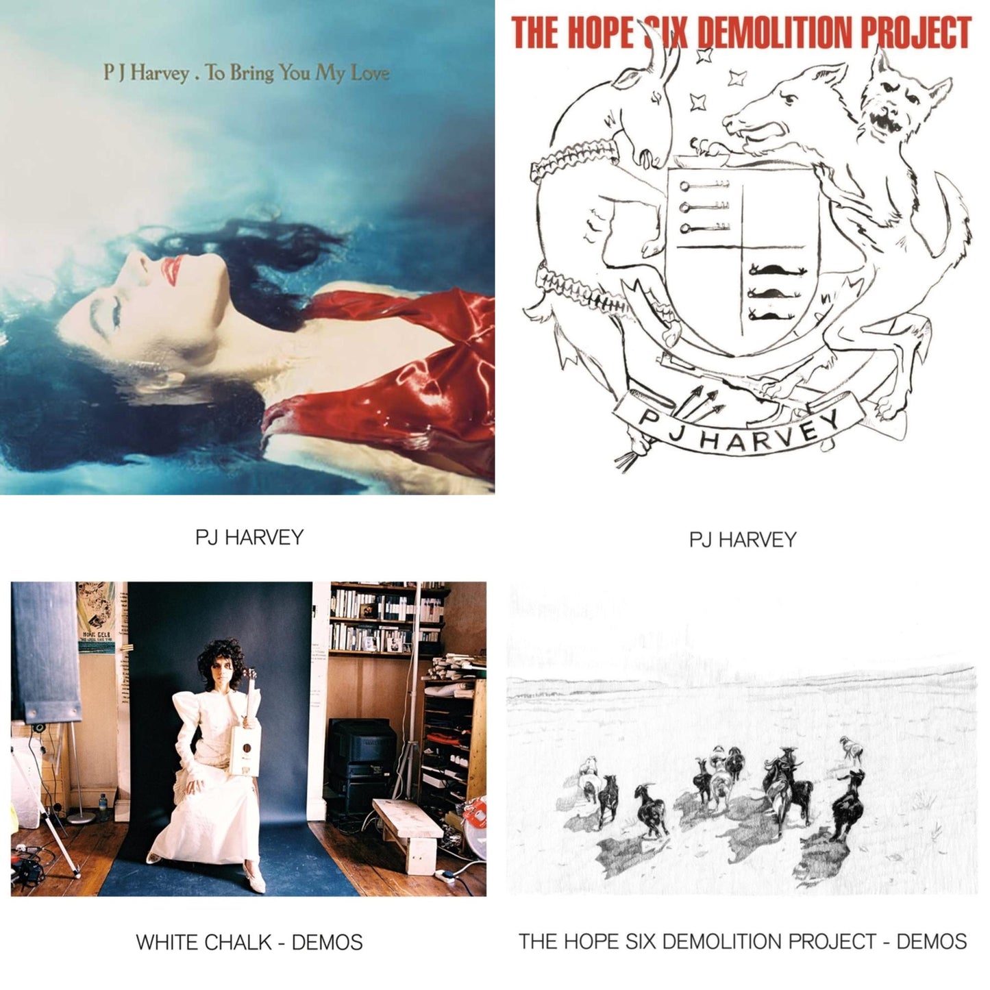 Pj Harvey - White Chalk (Demos) & Hope Six Demolition Project & Hope Six Demolition Project - Demos & To Bring You My Love - LP Vinyl Bundle