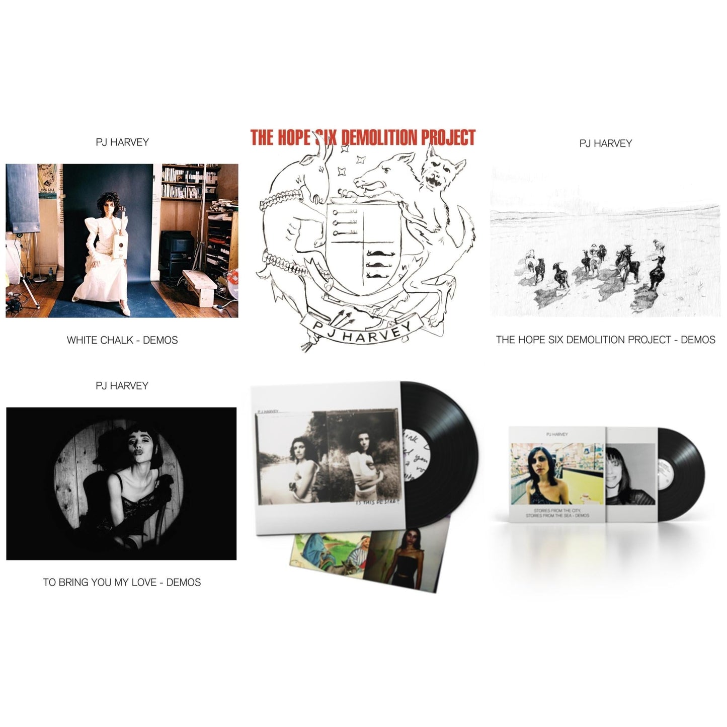 Pj Harvey - White Chalk (Demos) & Hope Six Demolition Project & Hope Six Demolition Project - Demos & To Bring You My Love - Demos & Is This Desire? (2020 Reissue) & Stories From The City, Stories From The Sea - Demos - LP Vinyl Bundle