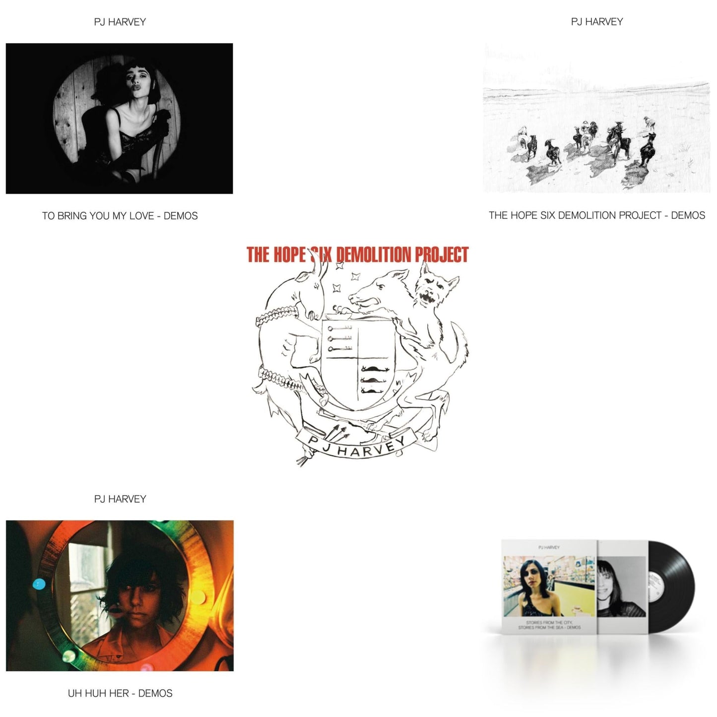 Pj Harvey - Uh Huh Her (Demos) & Hope Six Demolition Project & Hope Six Demolition Project - Demos & To Bring You My Love - Demos & Stories From The City, Stories From The Sea - Demos - LP Vinyl Bundle
