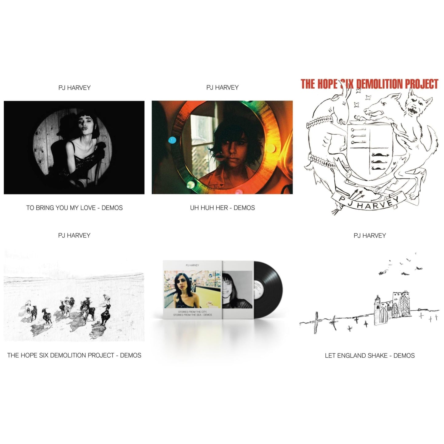 Pj Harvey - Uh Huh Her (Demos) & Let England Shake - Demos & Hope Six Demolition Project & Hope Six Demolition Project - Demos & To Bring You My Love - Demos & Stories From The City, Stories From The Sea - Demos - LP Vinyl Bundle