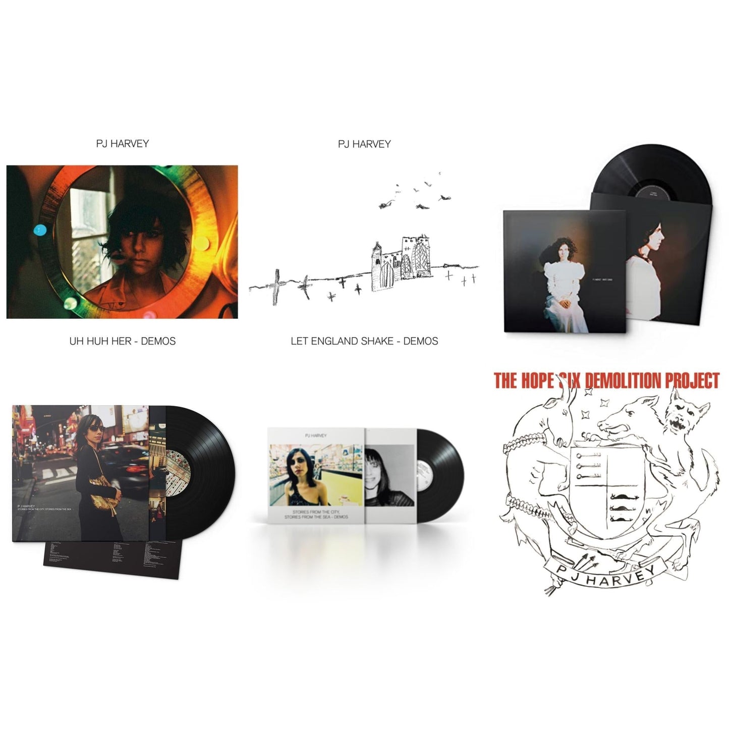 Pj Harvey - Uh Huh Her (Demos) & Let England Shake - Demos & White Chalk & Stories From The City, Stories From The Sea & Stories From The City, Stories From The Sea - Demos & Hope Six Demolition Project - LP Vinyl Bundle