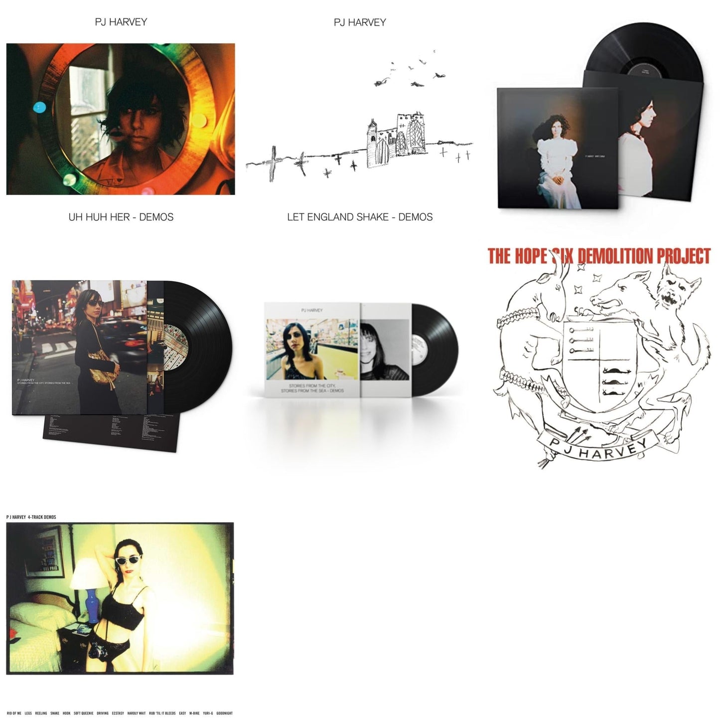 Pj Harvey - Uh Huh Her (Demos) & Let England Shake - Demos & White Chalk & Stories From The City, Stories From The Sea & Stories From The City, Stories From The Sea - Demos & Hope Six Demolition Project & 4-Track Demos - LP Vinyl Bundle