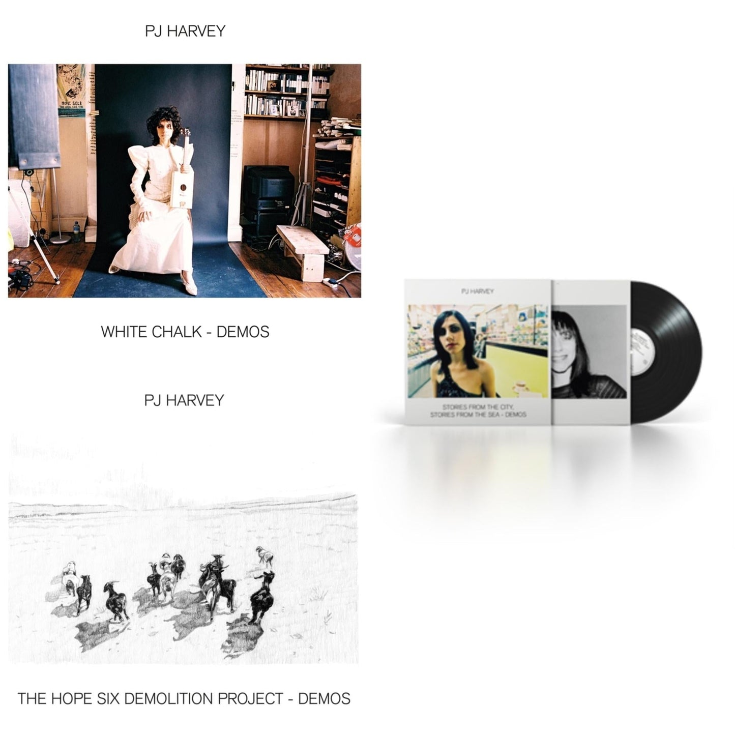 Pj Harvey - White Chalk (Demos) & Hope Six Demolition Project - Demos & Stories From The City, Stories From The Sea - Demos - LP Vinyl Bundle