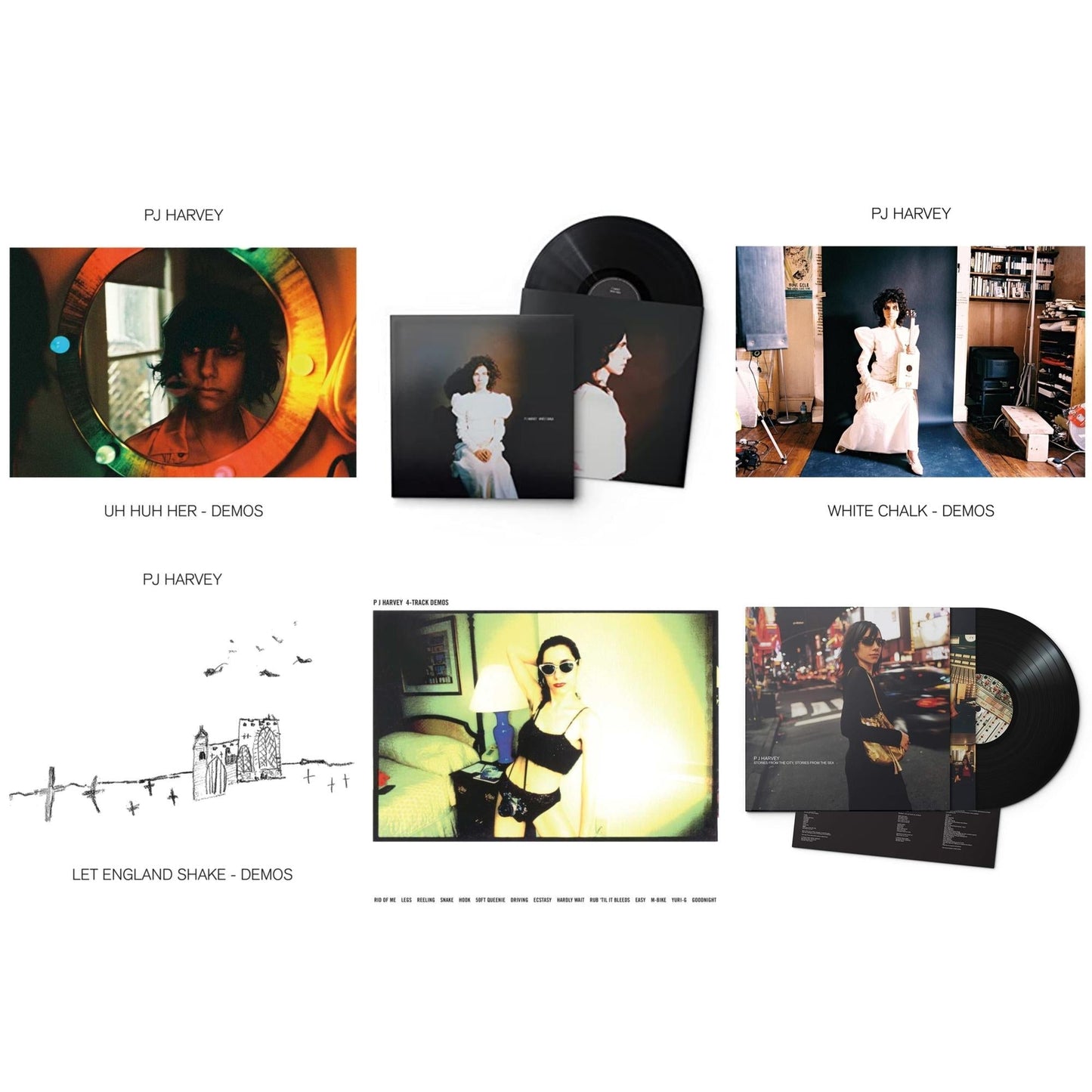 Pj Harvey - Uh Huh Her (Demos) & White Chalk & White Chalk (Demos) & Let England Shake - Demos & 4-Track Demos & Stories From The City, Stories From The Sea - LP Vinyl Bundle