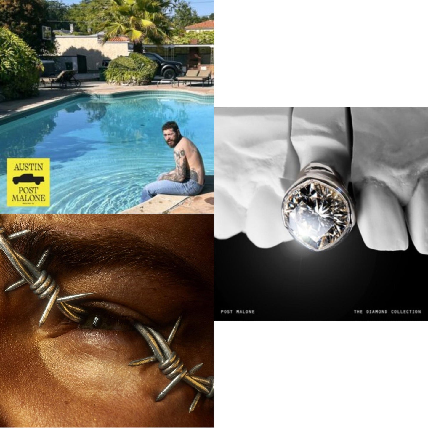 Post Malone - Austin (Forest Green/2LP) (X) & Diamond Collection (Metallic Silver Vinyl/2LP) & Beerbongs & Bentleys (2LP/Clear Vinyl)