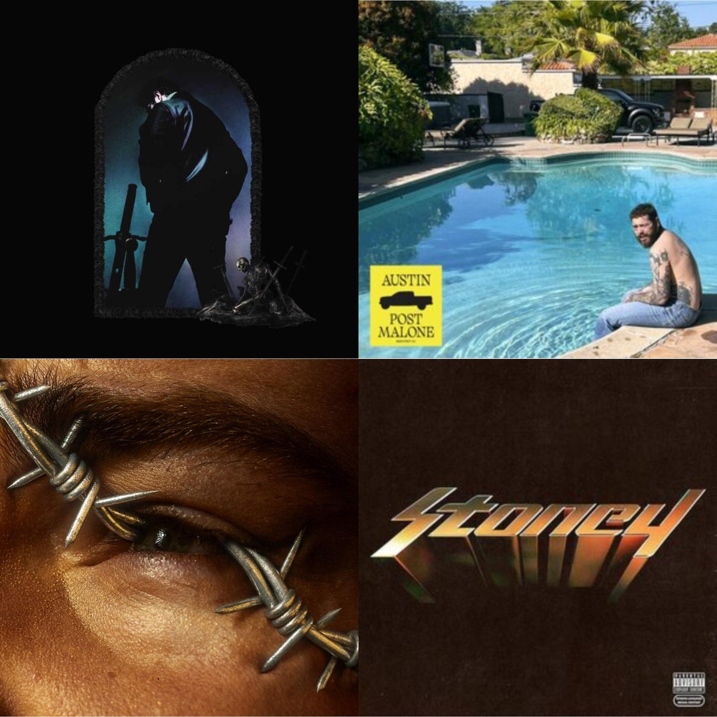 Post Malone - Austin (Forest Green/2LP) (X) & Hollywood's Bleeding (2LP/Pink Vinyl) & Stoney (Orange LP Vinyl) & Beerbongs & Bentleys (2LP/Clear Vinyl)