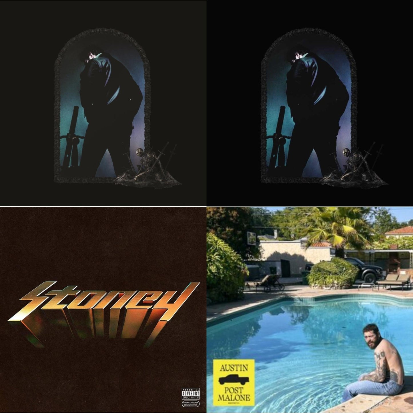 Post Malone - Austin (Forest Green/2LP) (X) & Hollywood's Bleeding (Lavender Vinyl/2LP) & Hollywood's Bleeding (2LP/Pink Vinyl) & Stoney (Orange LP Vinyl)