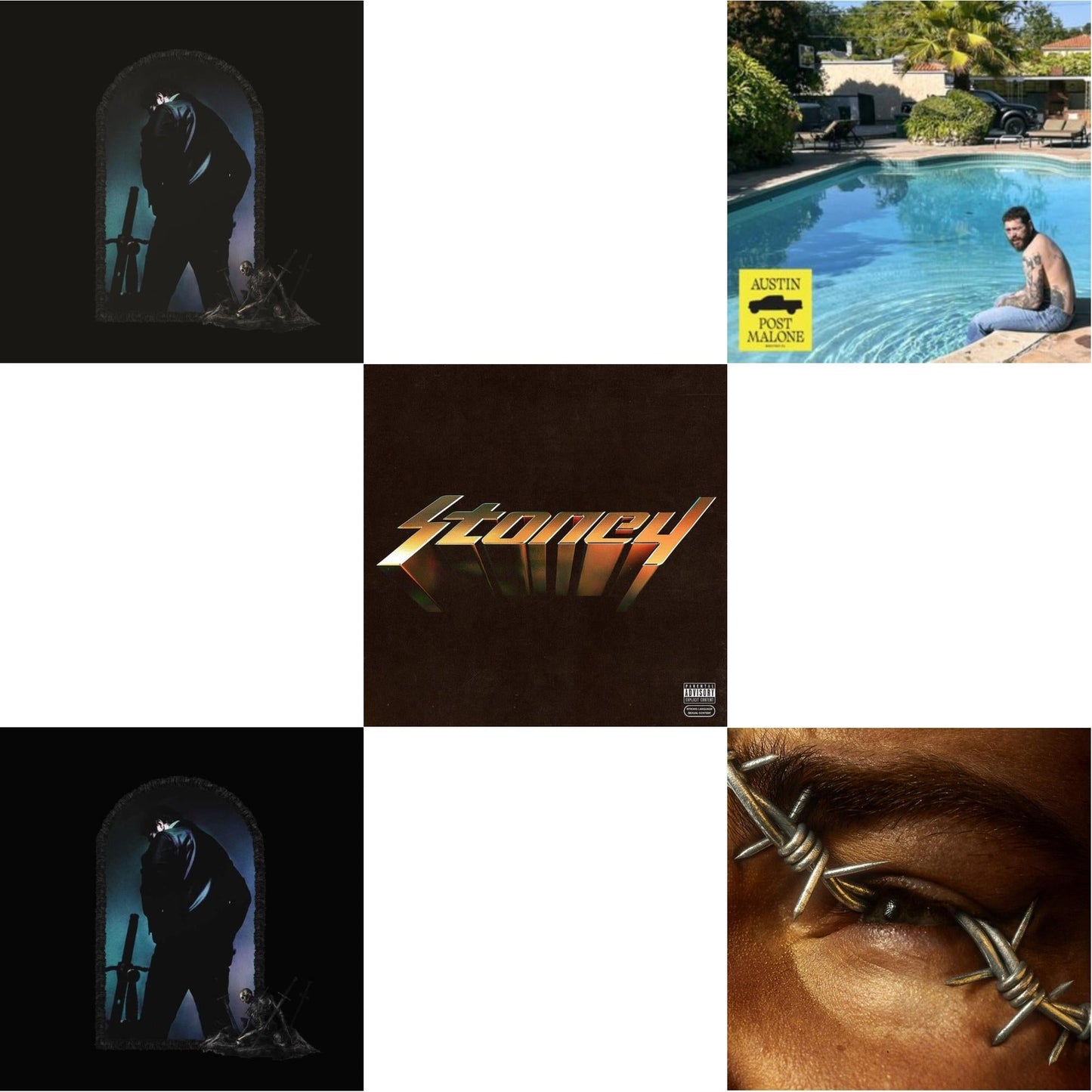 Post Malone - Austin (Forest Green/2LP) (X) & Hollywood's Bleeding (Lavender Vinyl/2LP) & Hollywood's Bleeding (2LP/Pink Vinyl) & Stoney (Orange LP Vinyl) & Beerbongs & Bentleys (2LP/Clear Vinyl)