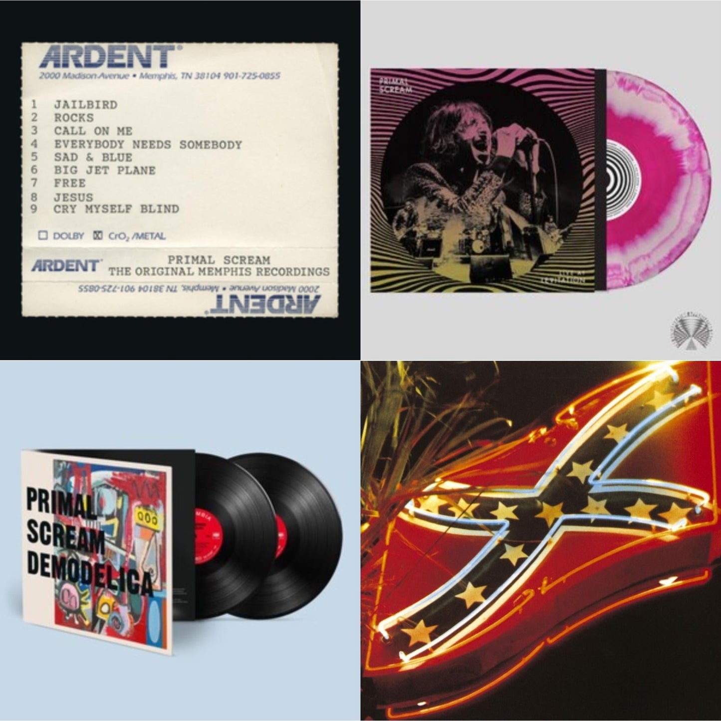 Primal Scream - Give Out But Don’T Give Up & Live At Levitation (Pink LP Vinyl) (Ten Bands One Cause) & Demodelica & Give Out But Don't Give Up (The Original Memphis Recordings) (3LP/140G)