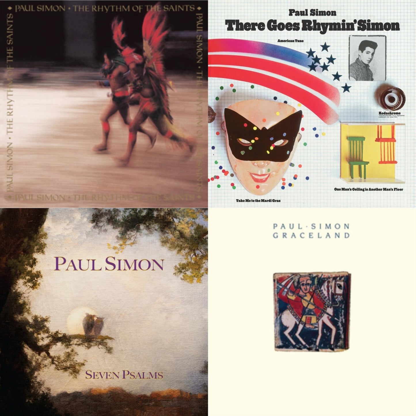 Paul Simon - Rhythm Of The Saints (140G/Dl Code) & There Goes Rhymin' Simon (Opaque Orange LP Vinyl/50Th Anniversary) (Rsd Essential) & Seven Psalms (140G) & Graceland (25Th Anniversary Edition)