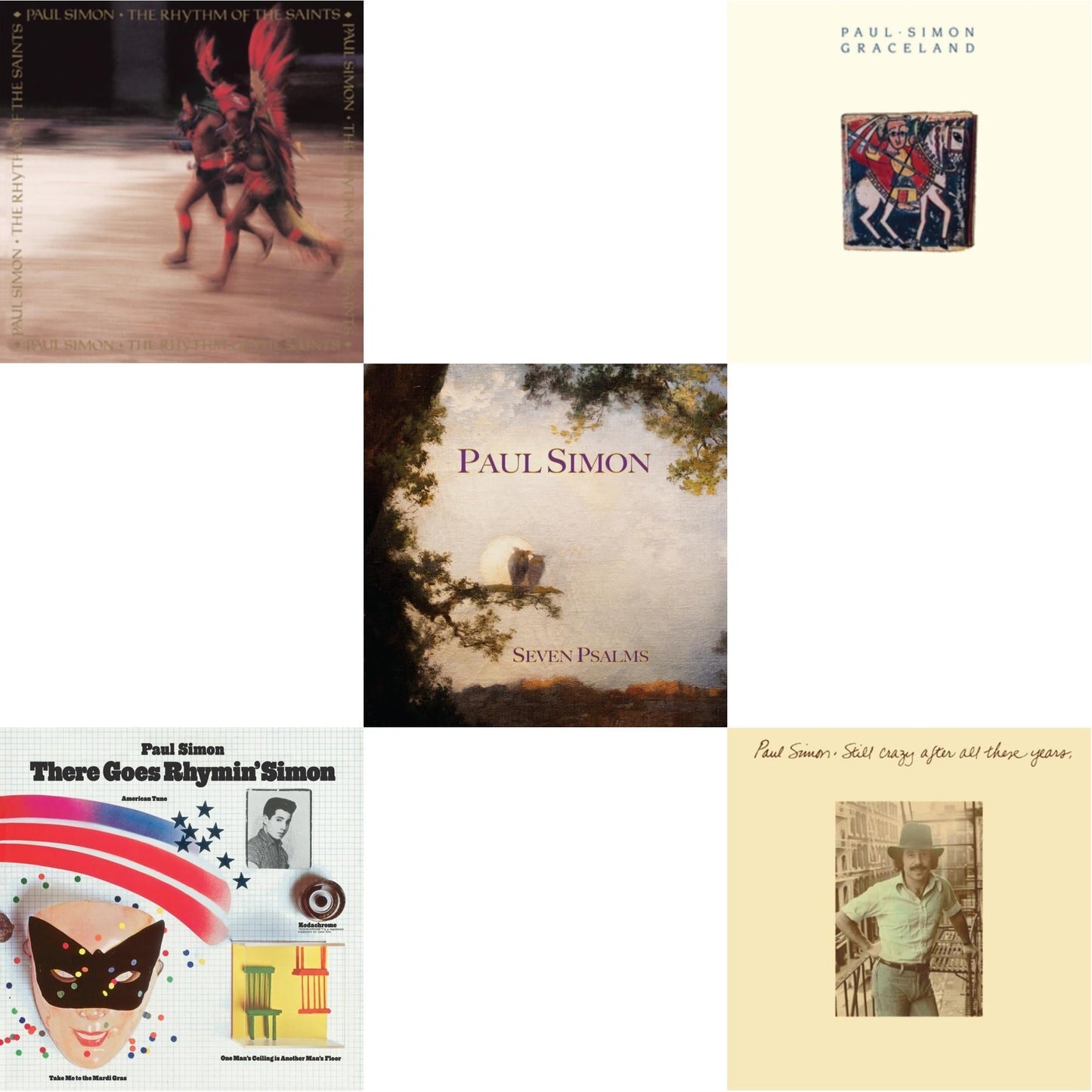 Paul Simon - Rhythm Of The Saints (140G/Dl Code) & There Goes Rhymin' Simon (Opaque Orange LP Vinyl/50Th Anniversary) (Rsd Essential) & Seven Psalms (140G) & Graceland (25Th Anniversary Edition) & Still Crazy After All These Years (180G)