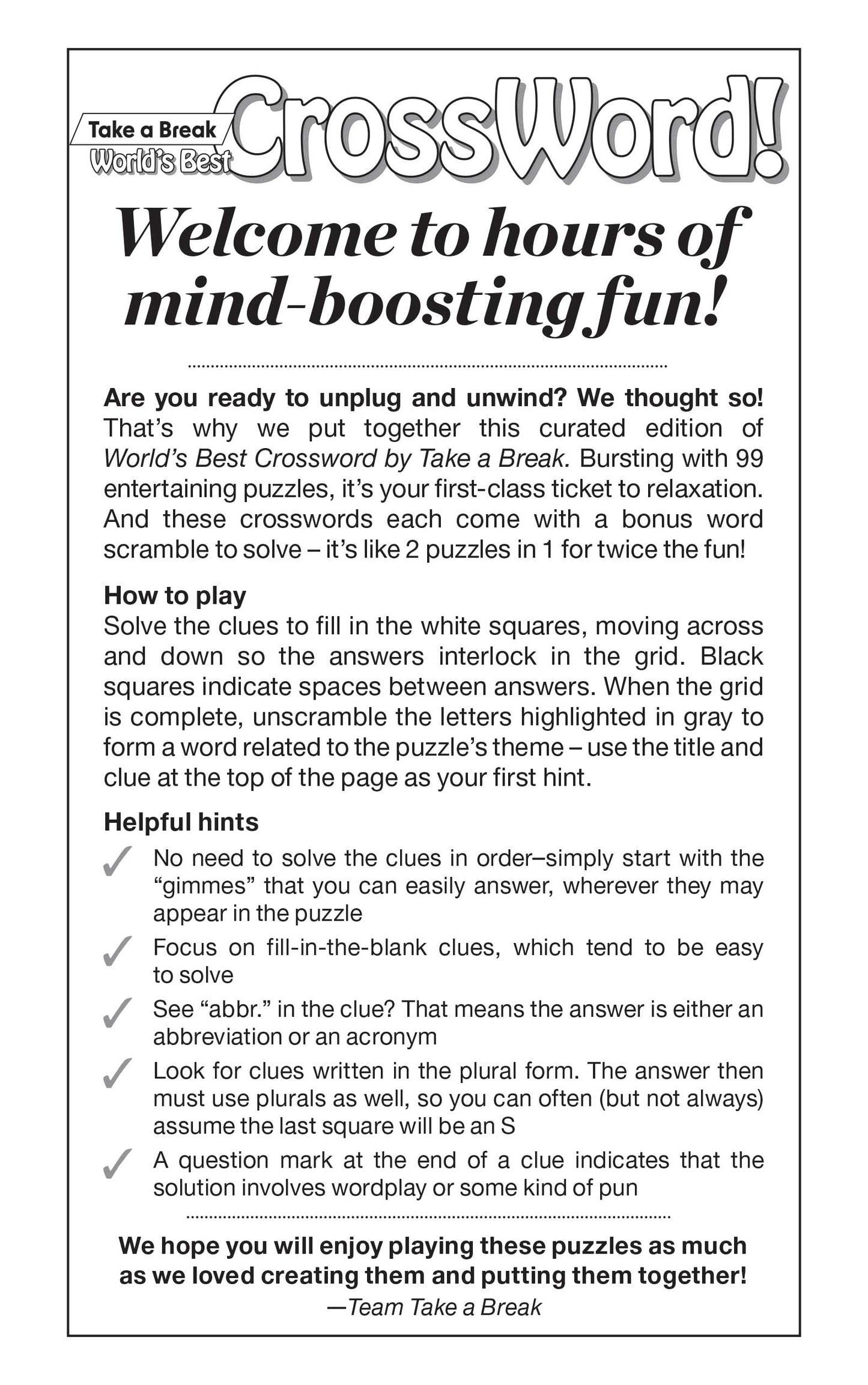 World's Best Cross Word - Vol. 5 Issue 11: 99 Puzzles + Bonus Word Scrambles, New Twist, Solve Riddle By Unscrambling Letters In Shaded Box, Helpful Hints, All Ages, Unplug, Relax, Unwind & De-Stress!