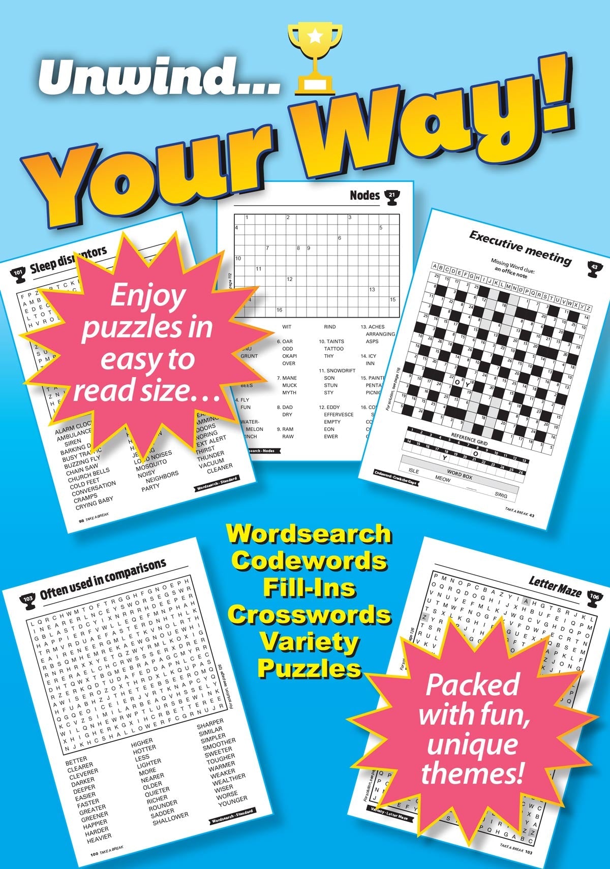 Take a Break - First Choice Word Search: 100+ Puzzles, Word Game Fun For Everyone, Codeword, Fill-In, Crossword, Variety, Solutions, Mind-Boosting Fun, Brain Challenges, Relax, Unwind, Unplug & Solve!