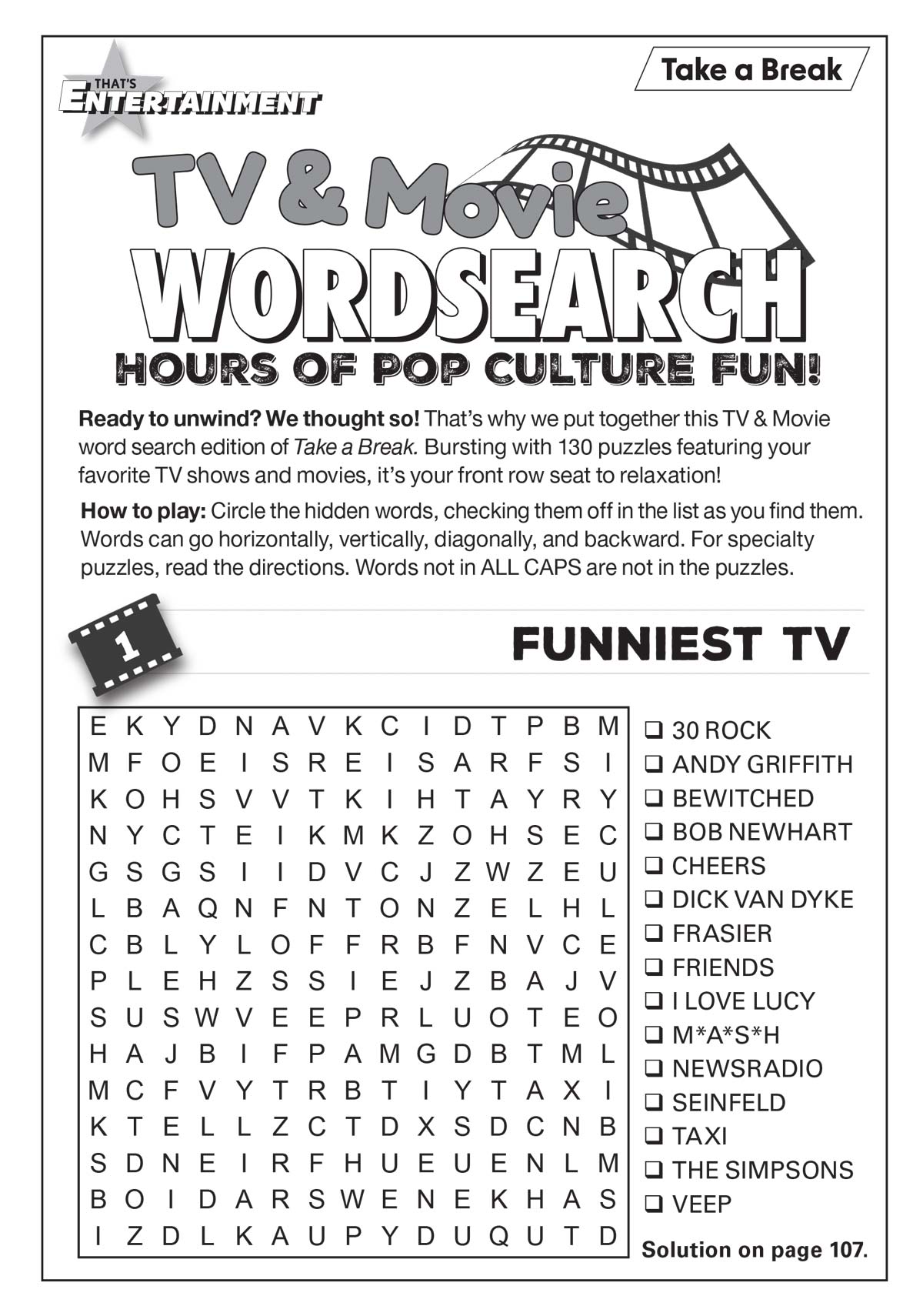 That's Entertainment Wordsearch TV & Movie #3