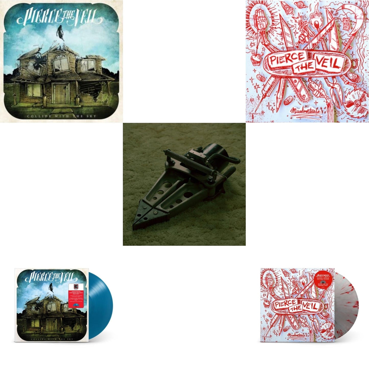 Pierce The Veil - Misadventures & Collide With The Sky & Jaws Of Life & Collide With The Sky (Aqua Color LP Vinyl) & Misadventures (Silver With Red Splatter LP Vinyl)