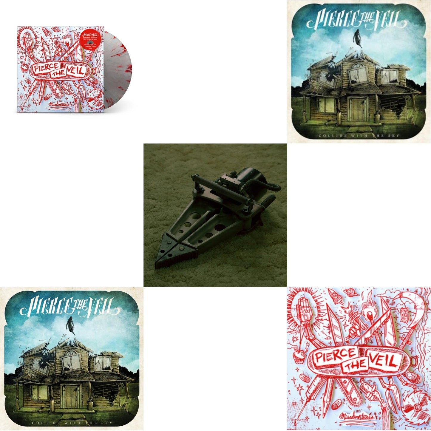 Pierce The Veil - Misadventures & Collide With The Sky & Jaws Of Life & Misadventures (Silver With Red Splatter LP Vinyl) & Collide With The Sky (Sea Blue LP Vinyl)