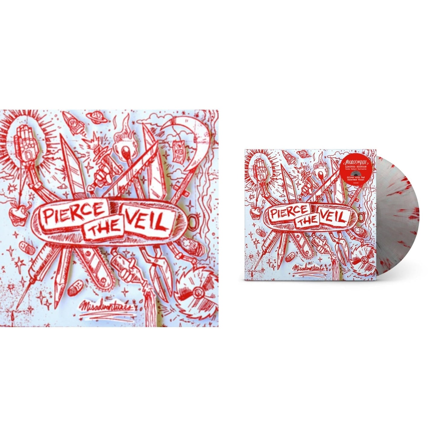 Pierce The Veil - Misadventures & Misadventures (Silver With Red Splatter LP Vinyl)