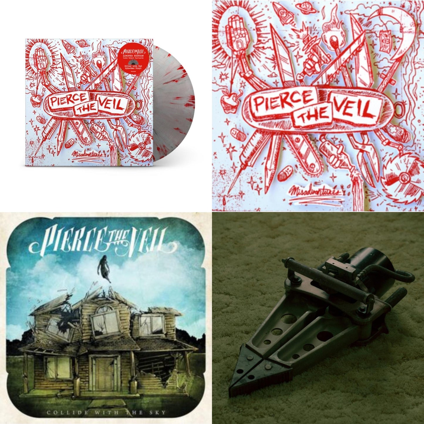 Pierce The Veil - Misadventures & Collide With The Sky & Jaws Of Life & Misadventures (Silver With Red Splatter LP Vinyl)
