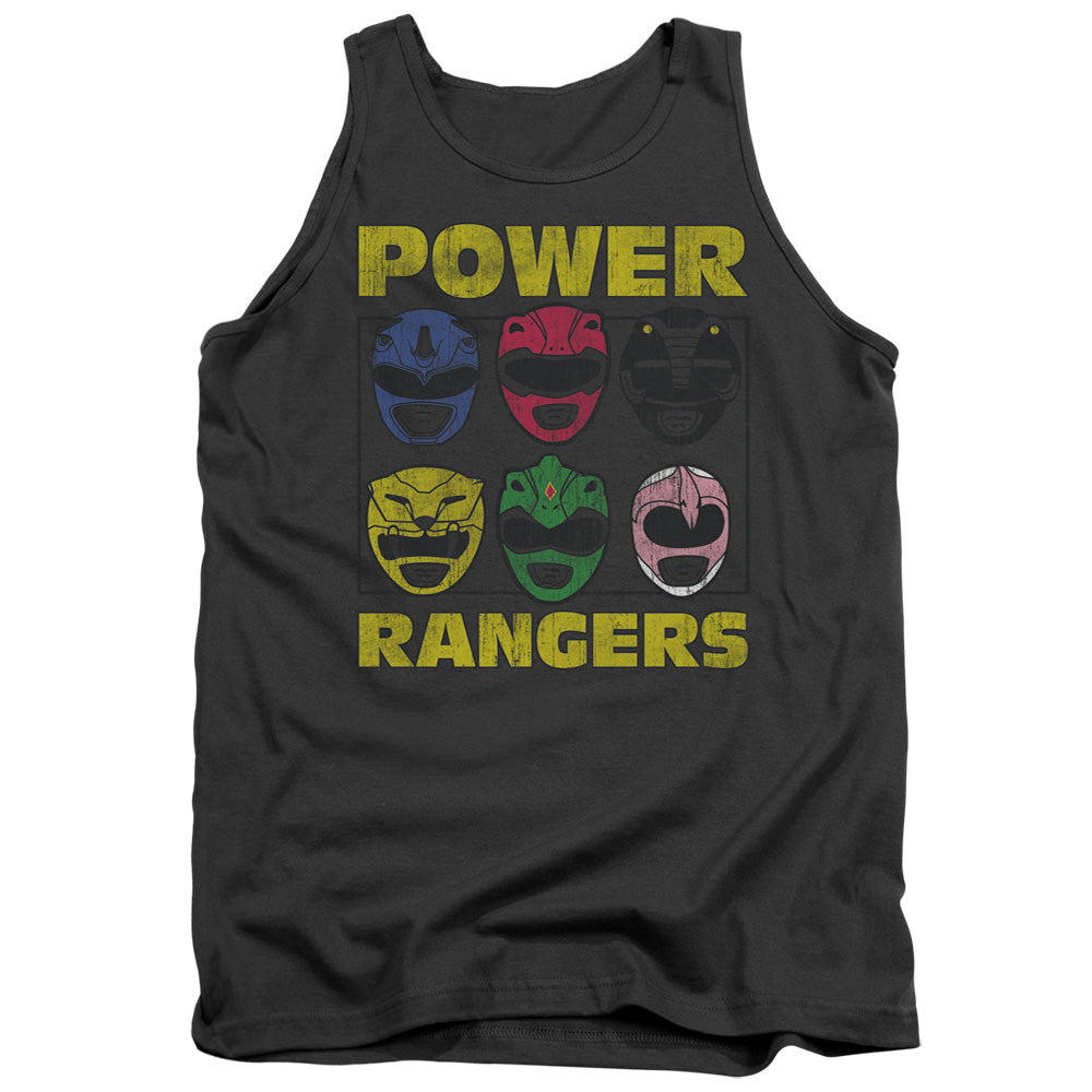 Power Rangers Ranger Heads Mens Tank Top Shirt Charcoal Officially Licensed