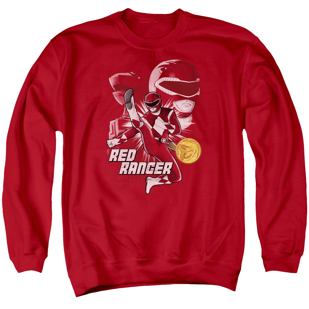 Power Rangers Red Ranger Mens Crewneck Sweatshirt Red Officially Licensed