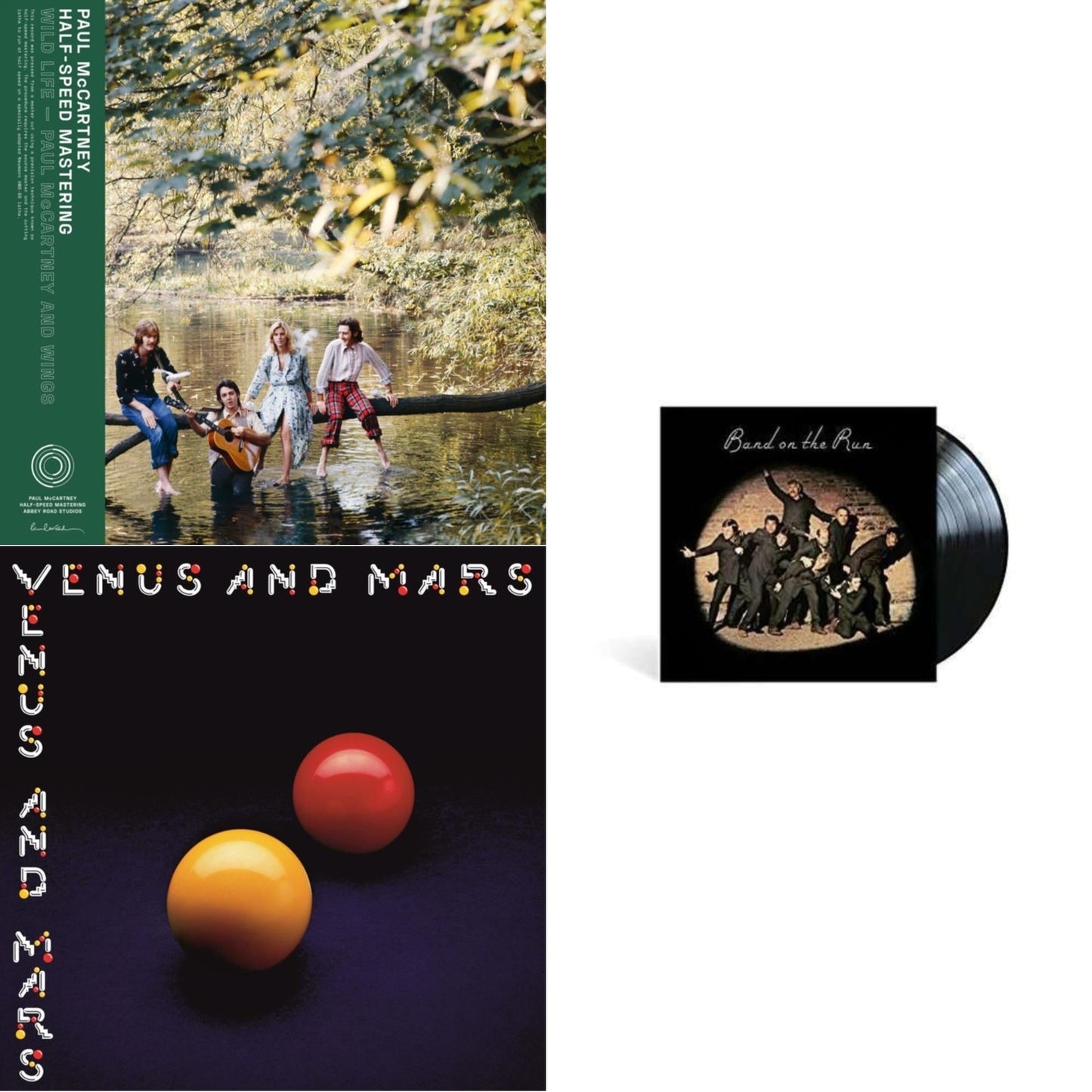 Paul & Wings Mccartney - Wild Life (50Th Anniversary/Half-Speed Master) & Venus & Mars (50Th Anniversary) (180G/Half-Speed) & Band On The Run - LP Vinyl Bundle