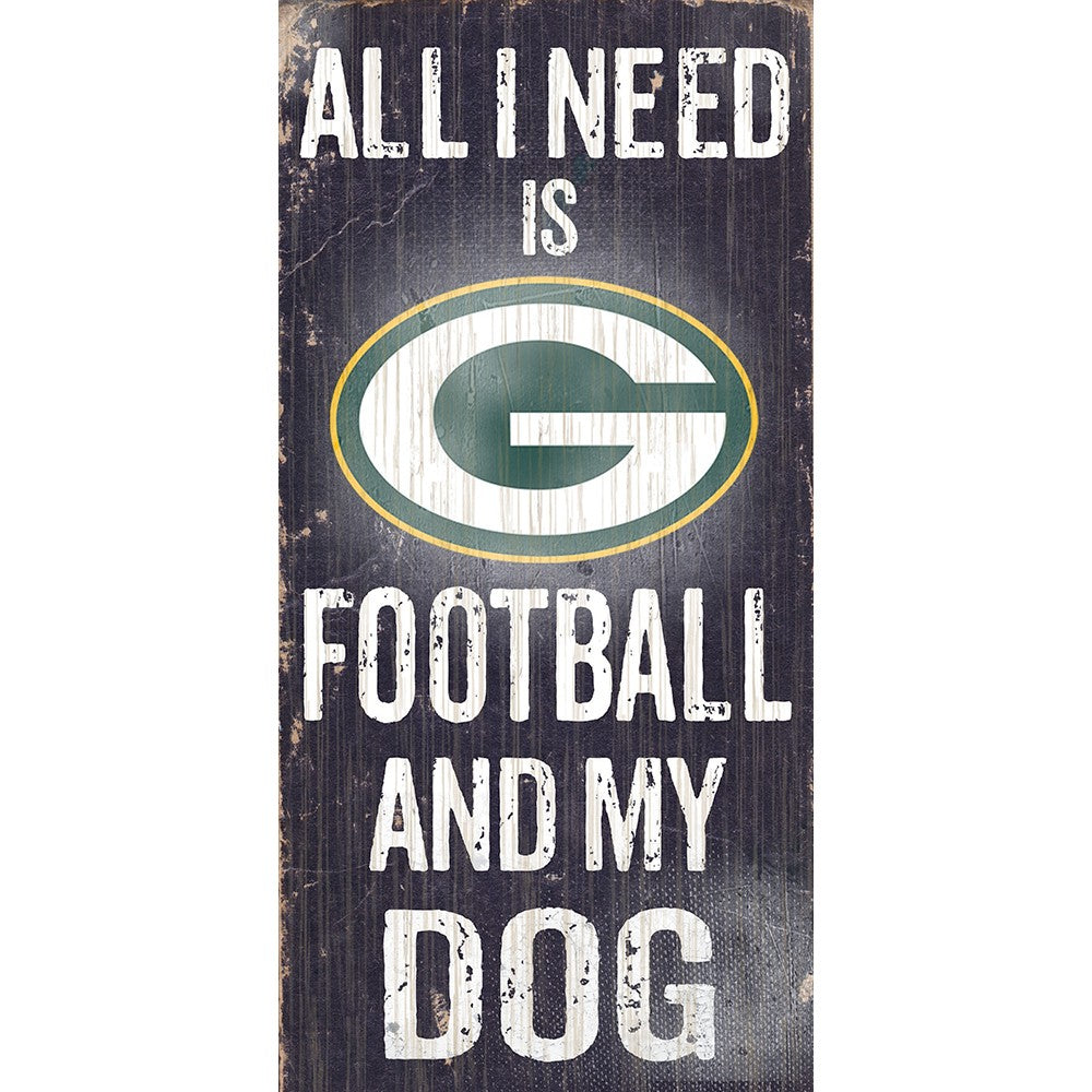 Green Bay Packers Football and My Dog Wooden Sign