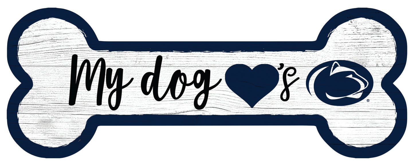 Penn State Nittany Lions Football Dog Bone White Wooden Sign