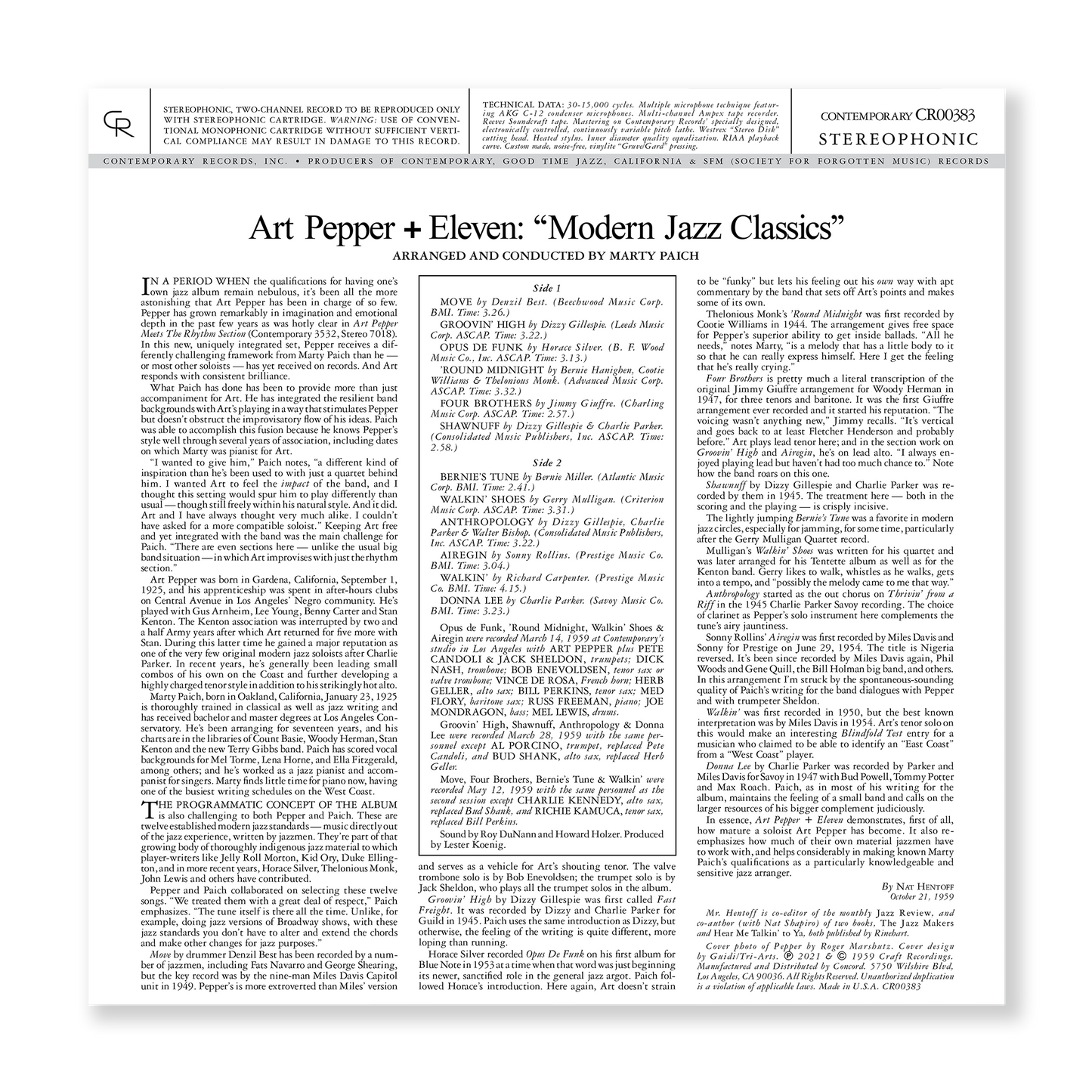 '+Eleven: Modern Jazz Classics - Contemporary Records Acoustic Sounds Series (180g LP) Vinyl Record