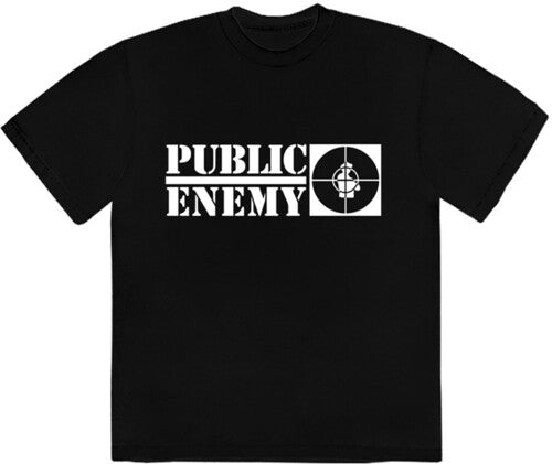 Public Enemy Long Logo Black Unisex Short Sleeve T-shirt 2XL Mens T Shirt Officially Licensed
