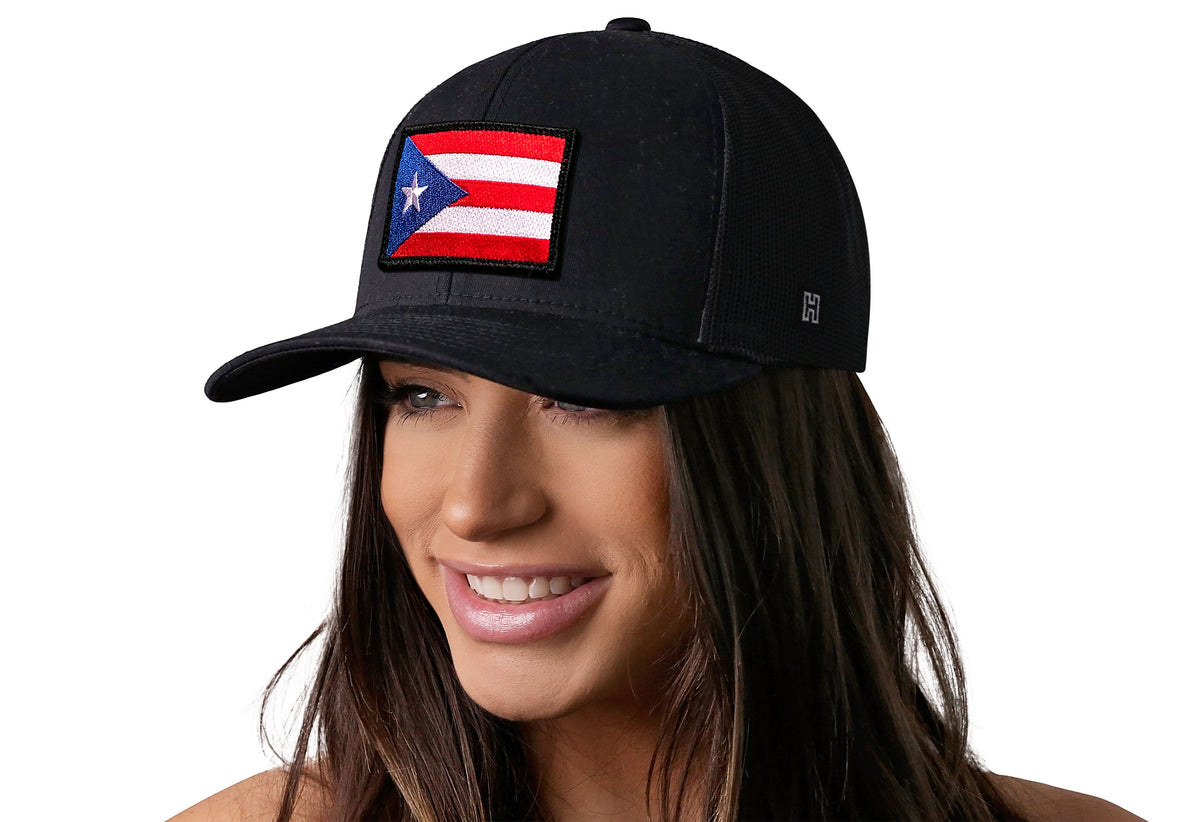 Puerto Rico Flag Trucker Hat | Black PR Snapback