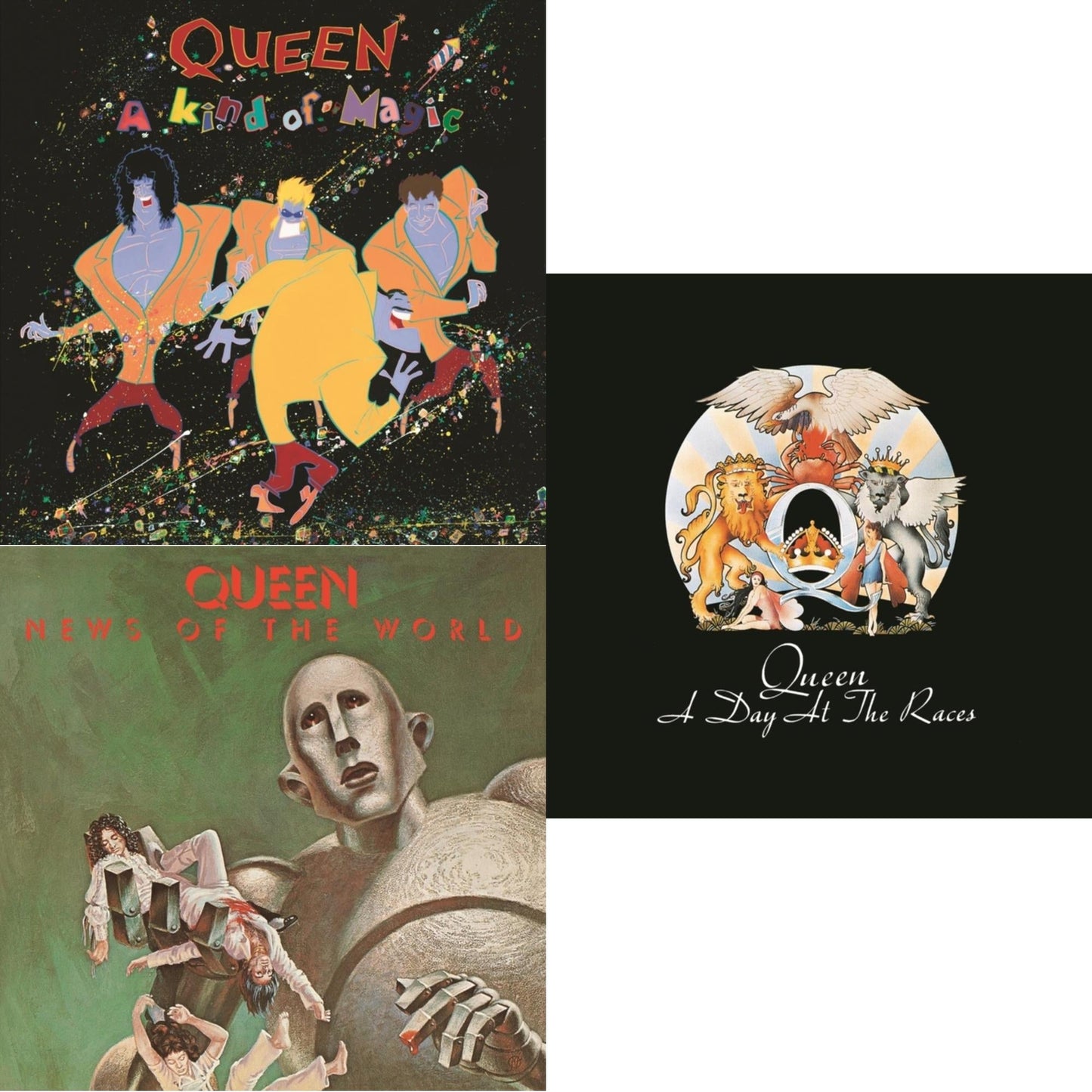 Queen - Kind Of Magic & News Of The World & Day At The Races - LP Vinyl Bundle