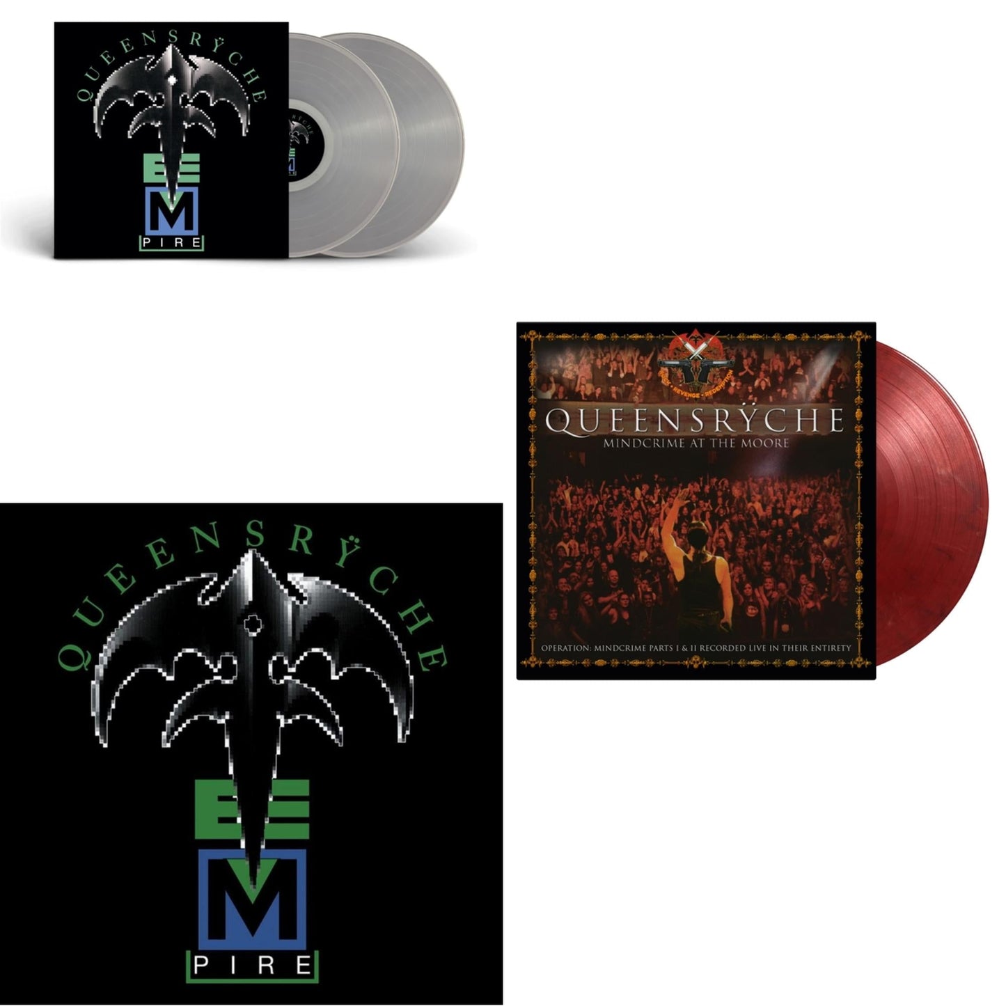 Queensryche - Empire (2LP/Clear Vinyl) & Empire (180G/Translucent Red Audiophile LP Vinyl/30Th Anniversary Limited Edition/Gatefold Cover) & Mindcrime At The Moore (4LP/Limited/Translucent Red, Solid White & Black Marbled Vinyl/180G)