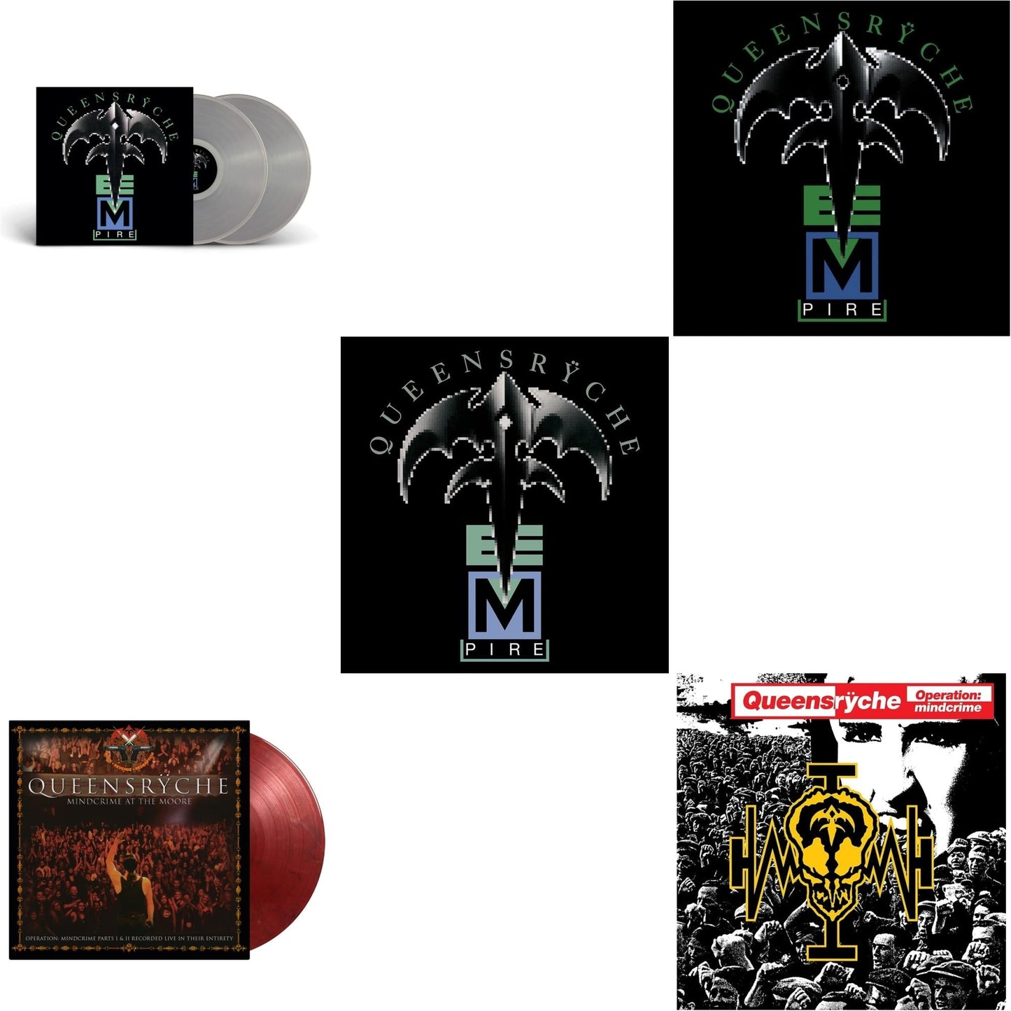 Queensryche - Empire (2LP) & Operation: Mindcrime (2LP) & Empire (2LP/Clear Vinyl) & Empire (180G/Translucent Red Audiophile LP Vinyl/30Th Anniversary Limited Edition/Gatefold Cover) & Mindcrime At The Moore (4LP/Limited/Translucent Red, Solid White