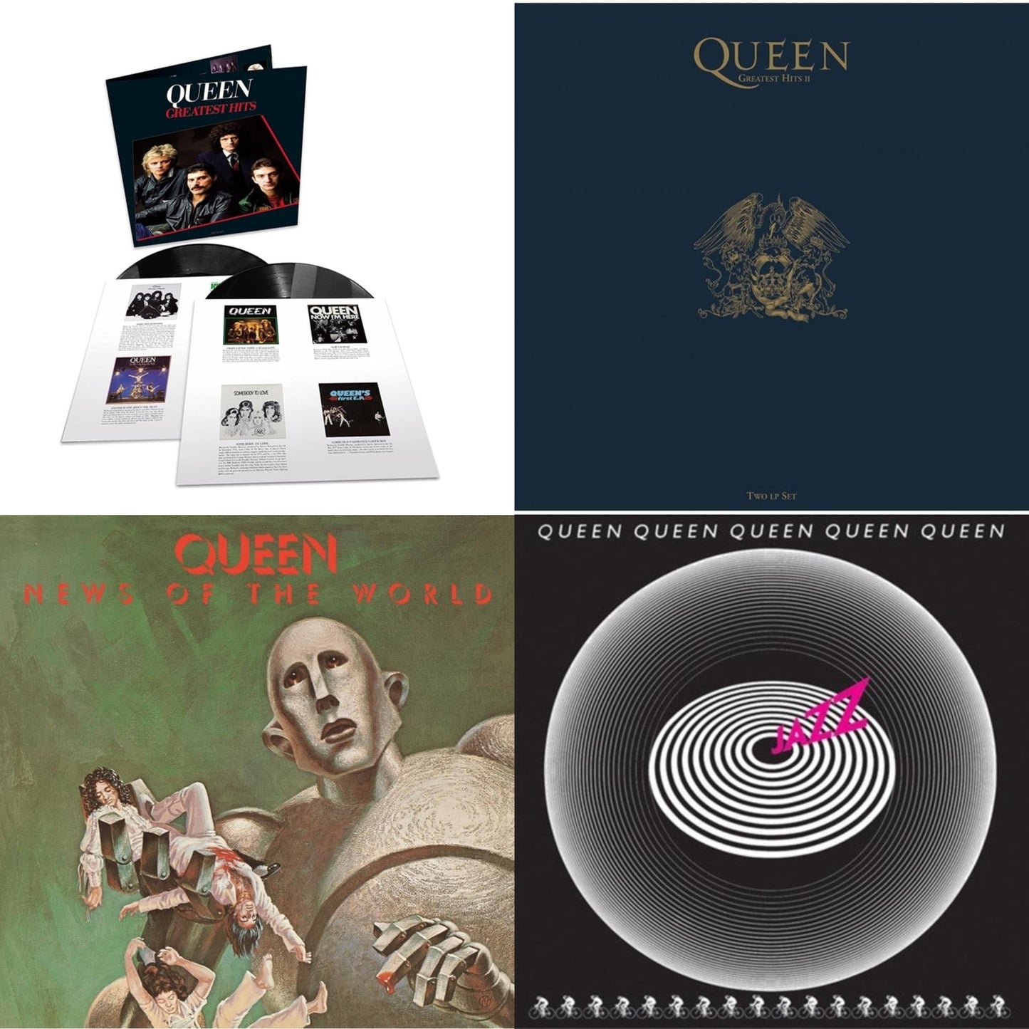 Queen - Greatest Hits 1 (180G/Dl Card/2LP) & Greatest Hits 2 (180G/Dl Card) & Jazz & News Of The World