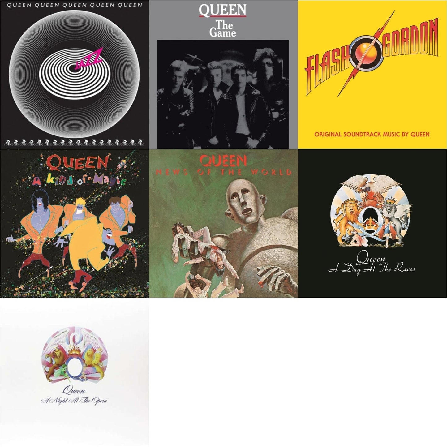 Queen - Jazz & Game & Flash Gordon & Kind Of Magic & News Of The World & Day At The Races & Night At The Opera - LP Vinyl Bundle