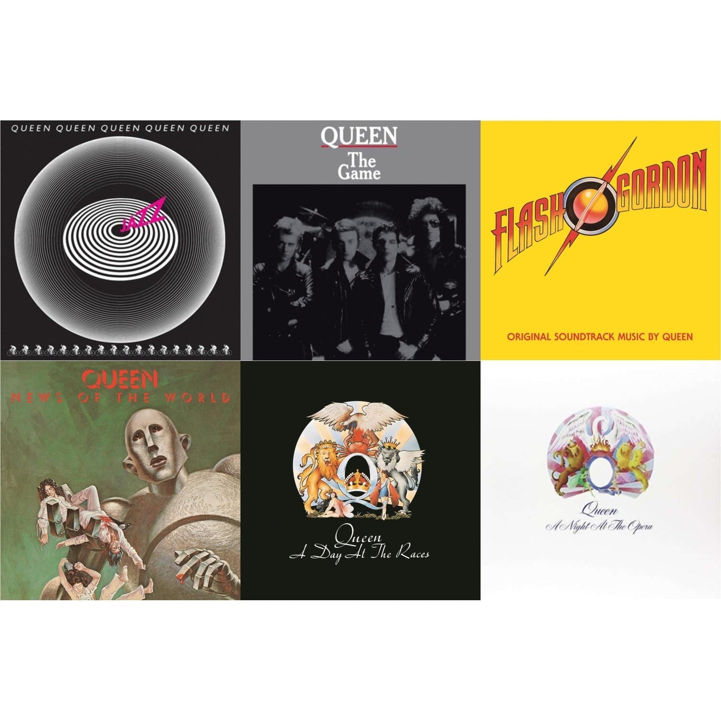 Queen - Jazz & Game & Flash Gordon & News Of The World & Day At The Races & Night At The Opera - LP Vinyl Bundle