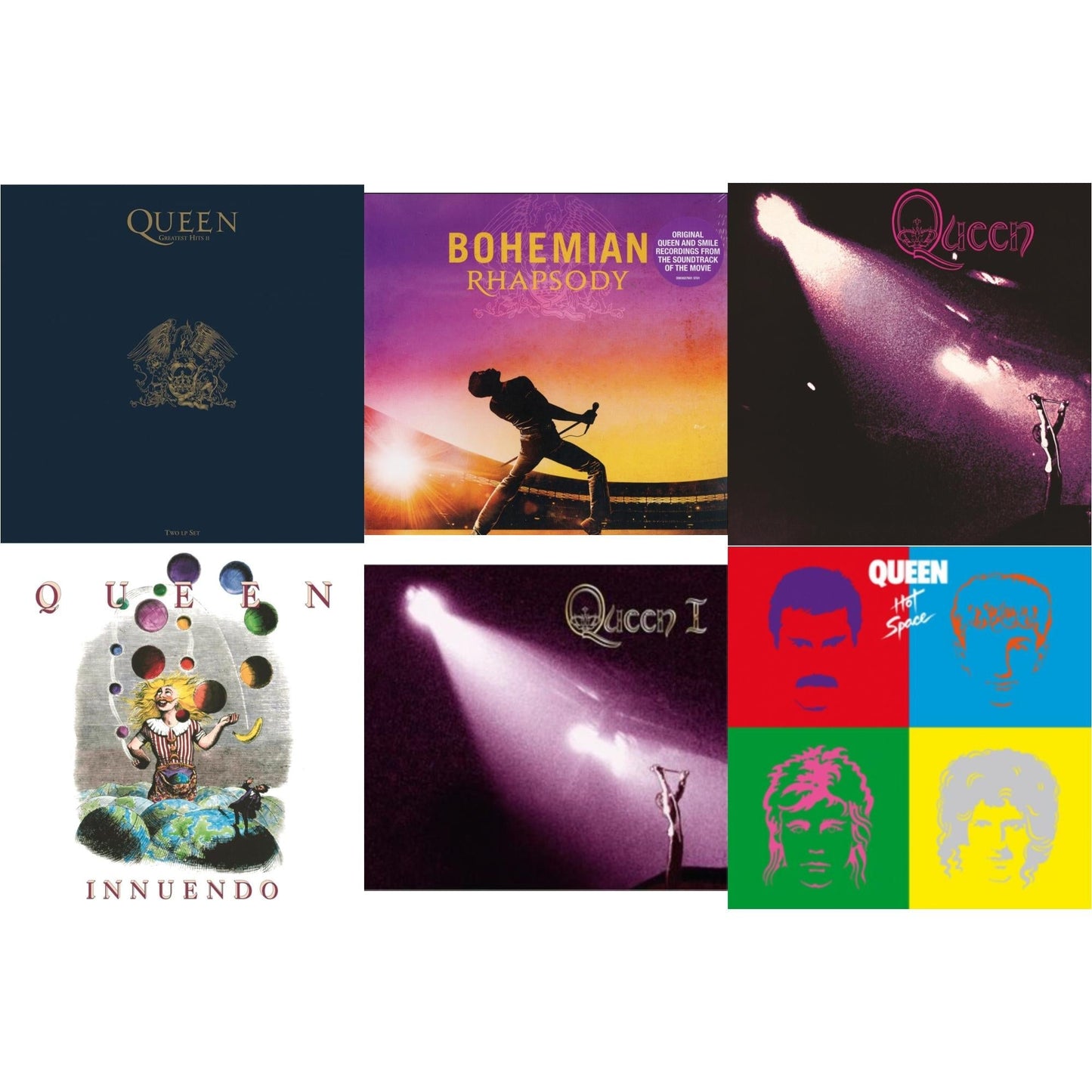 Queen - Greatest Hits 2 (180G/Dl Card) & Bohemian Rhapsody (180G/2LP) & Queen & Innuendo (2LP) & Queen I (2024 Mix) & Hot Space LP Ltd.