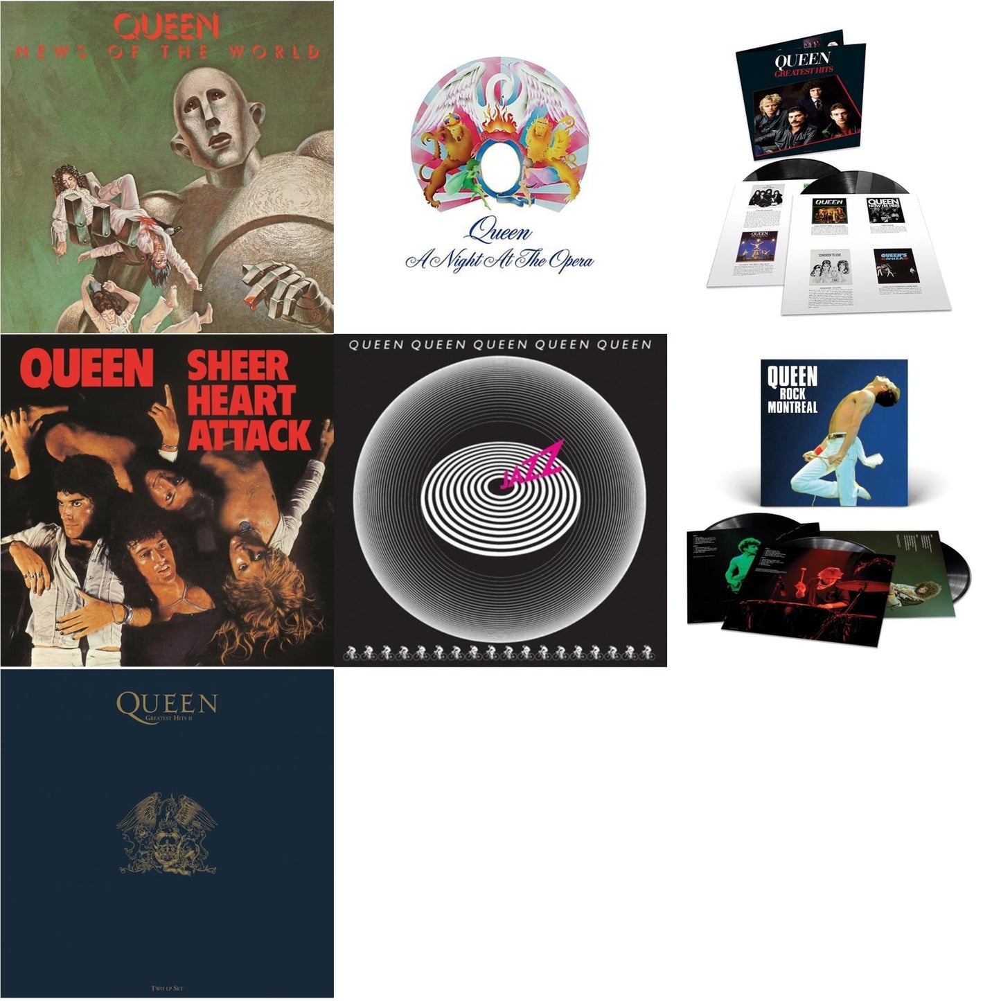 Queen - Greatest Hits 1 (180G/Dl Card/2LP) & Greatest Hits 2 (180G/Dl Card) & Jazz & News Of The World & Sheer Heart Attack (Half-Speed LP Vinyl) & Night At The Opera & Queen Rock Montreal (3LP)