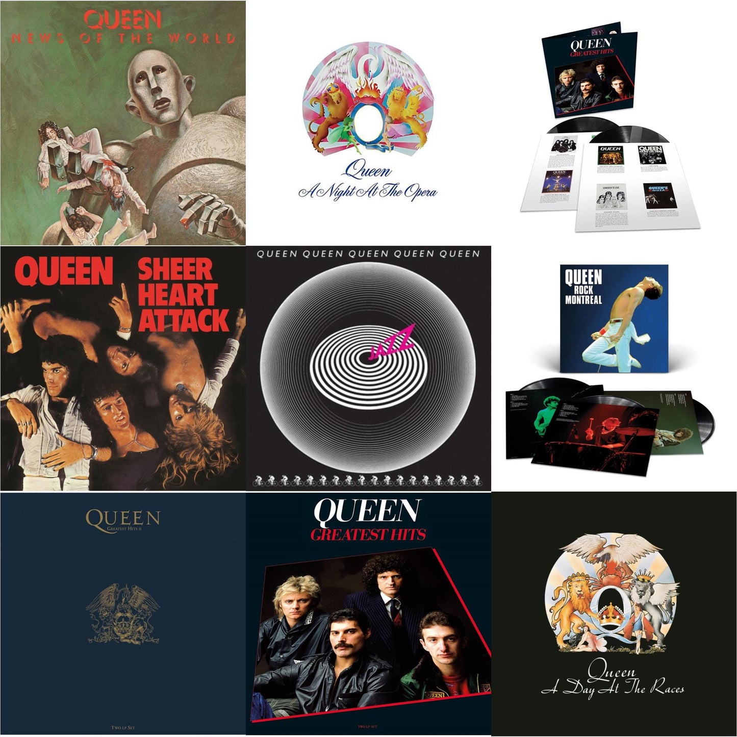 Queen - Greatest Hits 1 (180G/Dl Card/2LP) & Greatest Hits 2 (180G/Dl Card) & Jazz & News Of The World & Day At The Races & Sheer Heart Attack (Half-Speed LP Vinyl) & Night At The Opera & Queen Rock Montreal (3LP) & Greatest Hits 1 (180G)