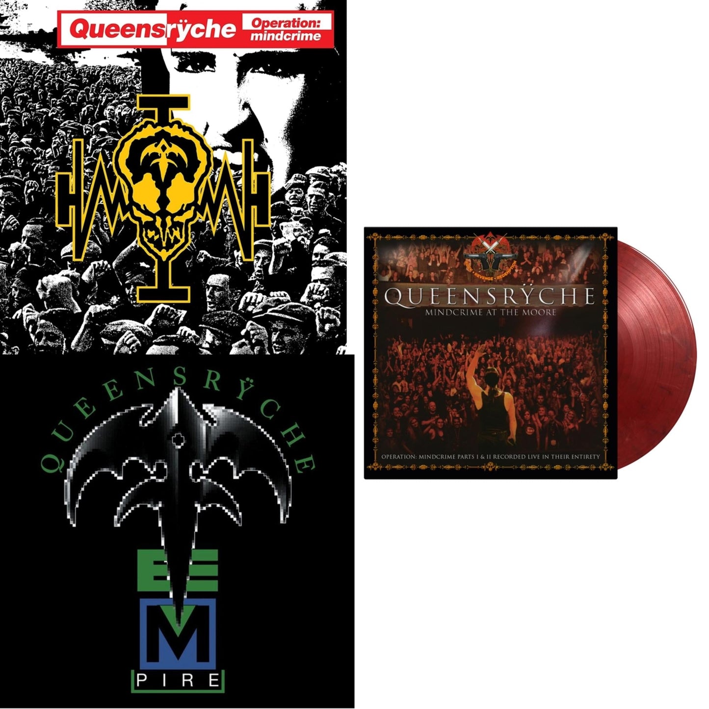 Queensryche - Operation: Mindcrime (2LP) & Empire (180G/Translucent Red Audiophile LP Vinyl/30Th Anniversary Limited Edition/Gatefold Cover) & Mindcrime At The Moore (4LP/Limited/Translucent Red, Solid White & Black Marbled Vinyl/180G)