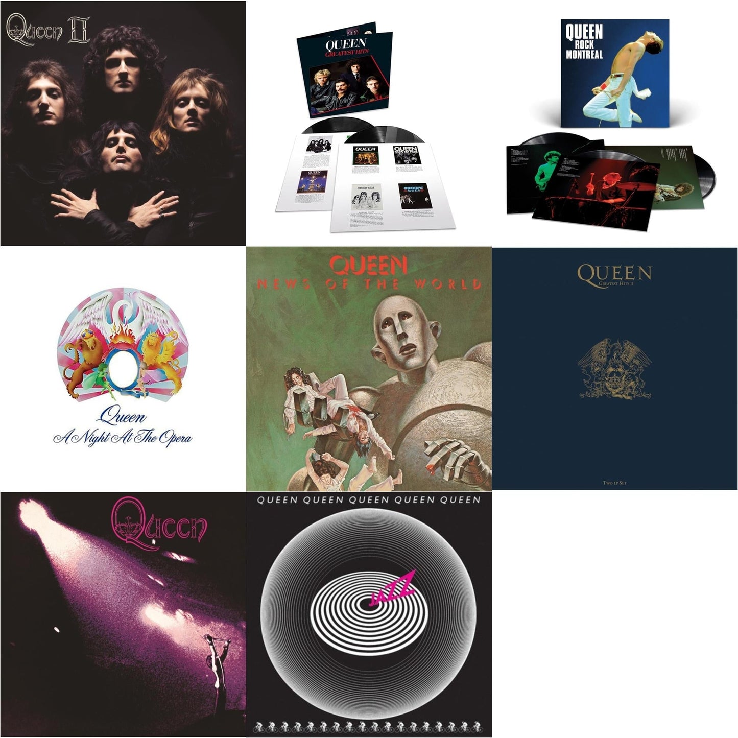 Queen - Greatest Hits 1 (180G/Dl Card/2LP) & Greatest Hits 2 (180G/Dl Card) & Jazz & Queen & Queen Ii & News Of The World & Night At The Opera & Queen Rock Montreal (3LP)