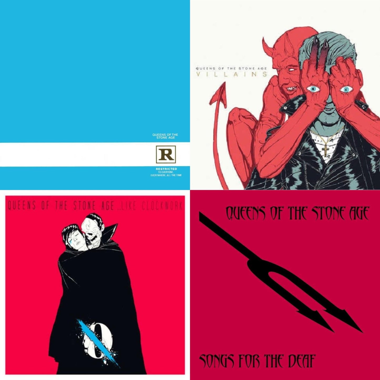 Queens Of The Stone Age - Rated R (180G) (X) & Songs For The Deaf (180G) (X) & Like Clockwork & Villains (Gatefold/Dl Card) - LP Vinyl Bundle