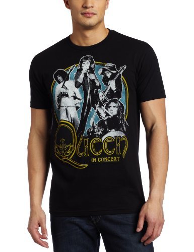 Queen Men'S Queen In Concert T-Shirt, Black, X-Large Mens T Shirt Officially Licensed