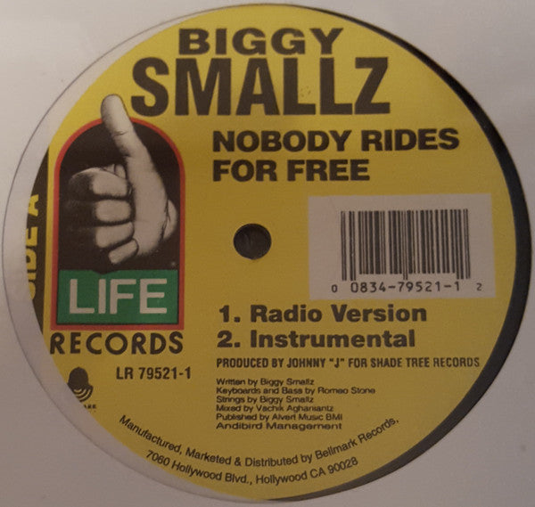 Biggy Smallz – Nobody Rides For Free Vinyl LP Record *Sealed 1994 Release*
