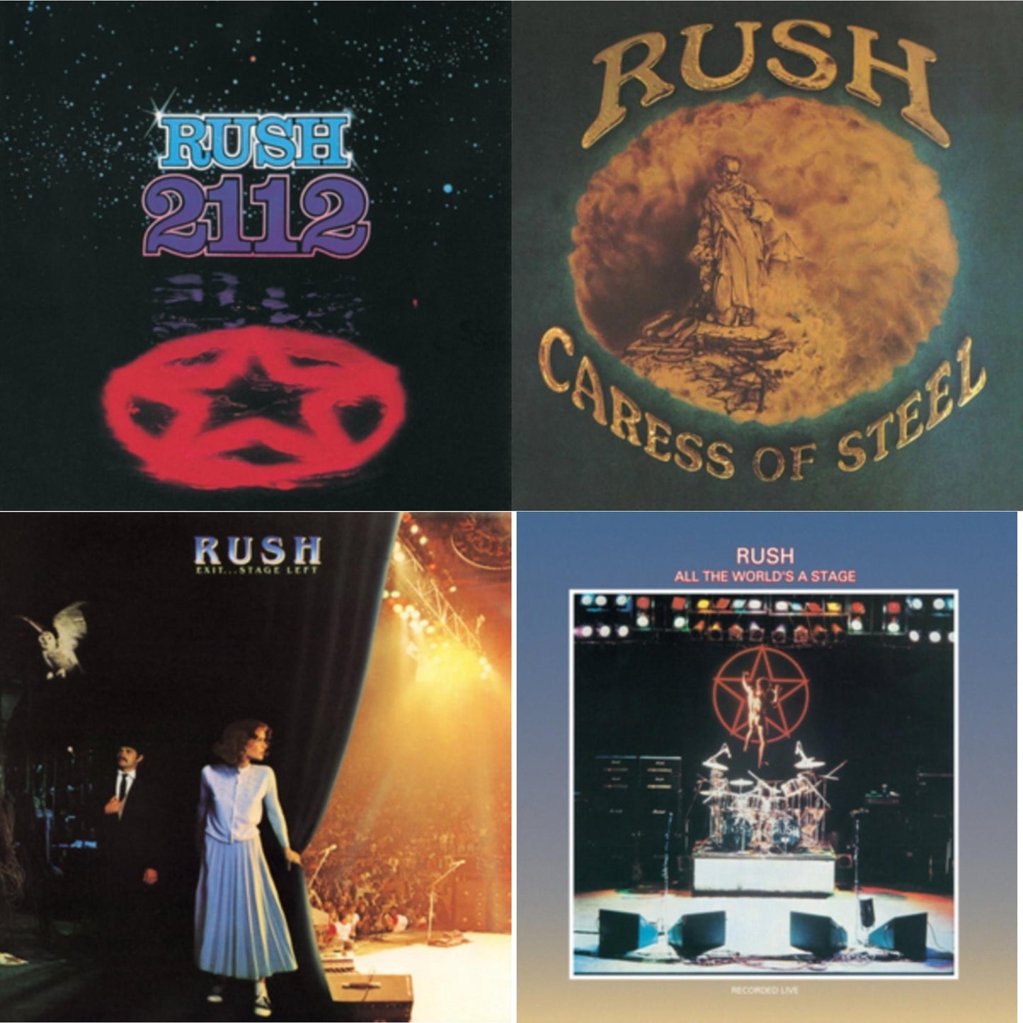 Rush - Caress Of Steel (180G/Dl Card) & All The World's A Stage (180G) & 2112 (180G) & Exit Stage Left (180G) - LP Vinyl Bundle