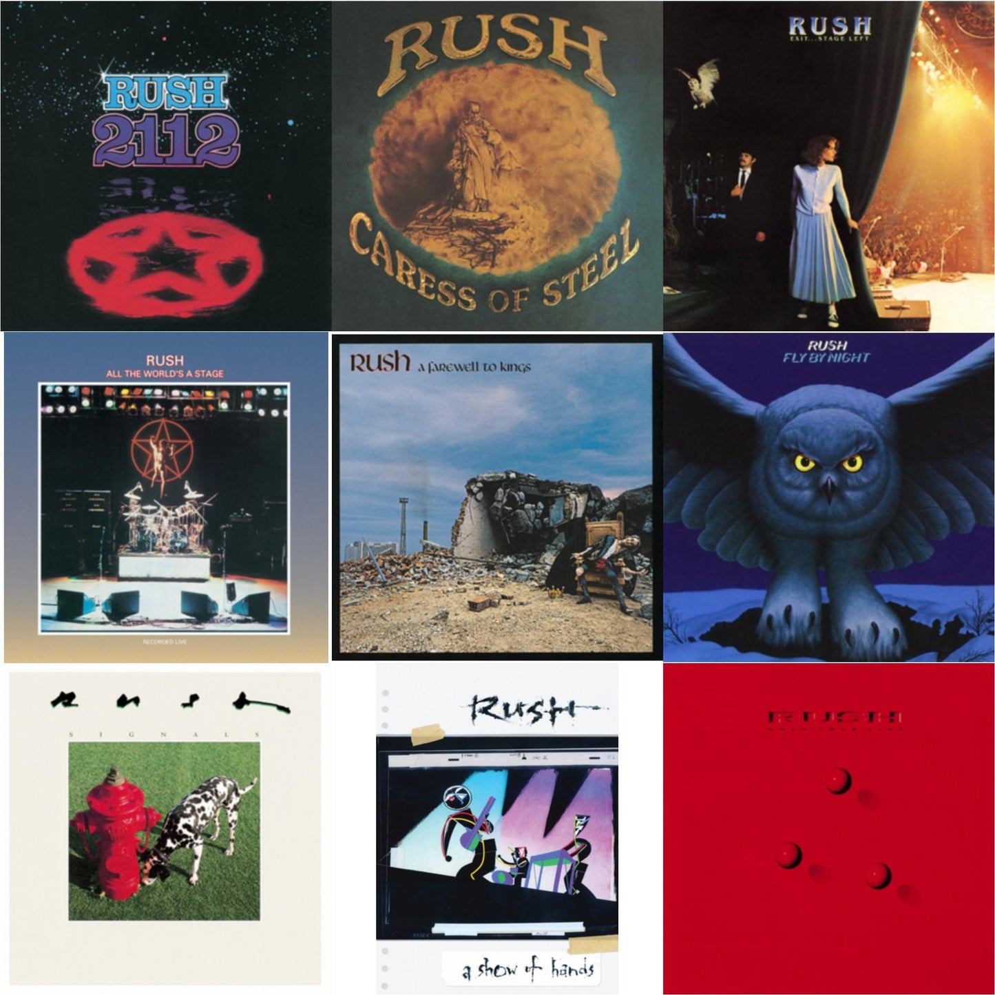 Rush - Fly By Night (180G) & Caress Of Steel (180G/Dl Card) & All The World's A Stage (180G) & 2112 (180G) & Farewell To Kings (180G) & Exit Stage Left (180G) & Signals (180G) & Hold Your Fire (180G) & Show Of Hands (180G) - LP Vinyl Bundle