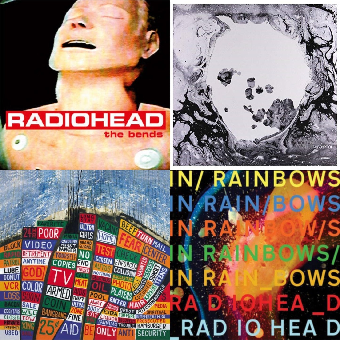 Radiohead - Bends (180G) & Moon Shaped Pool (Foil Gatefold Cover) & Hail To The Thief (2LP/45 RPM/180G) & In Rainbows (180G)